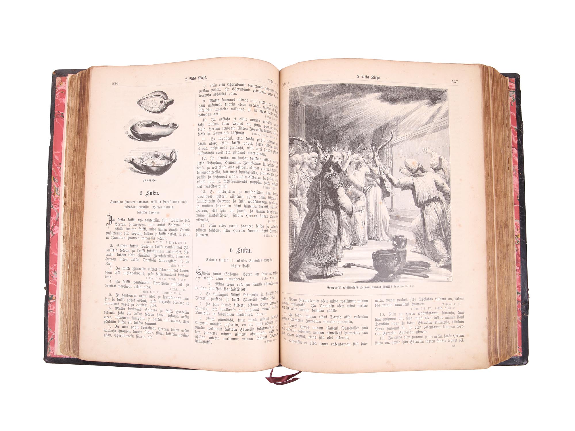 ANTIQUE 1893 FINNISH LANGUAGE BIBLE, ENGRAVINGS PIC-6