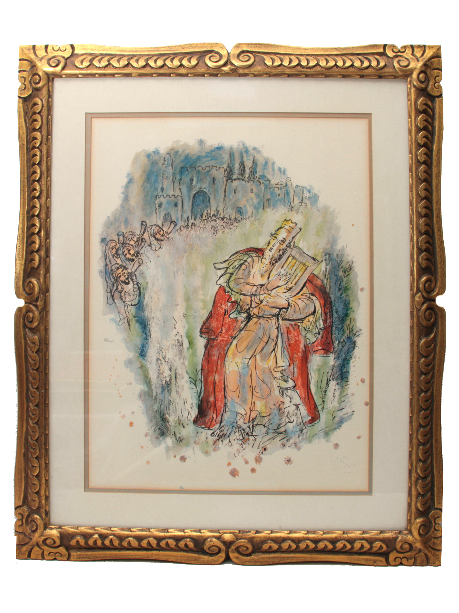 A SIGNED COLORED LITHOGRAPH BY REUVEN RUBIN PIC-0