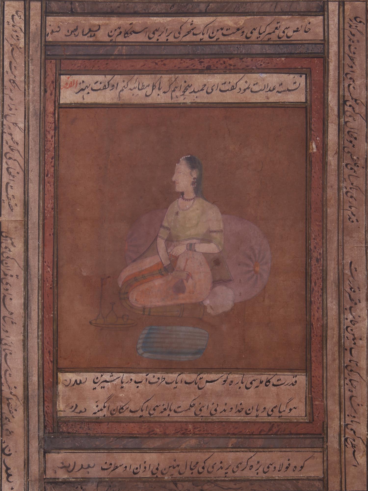 ANTIQUE INDO PERSIAN MUGHAL ART GOUACHE PAINTING PIC-1