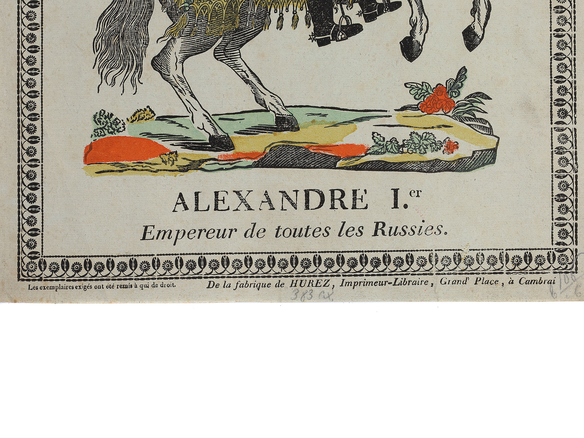 A HAND-COLORED LITHOGRAPH DEPICTING ALEXANFER I PIC-1