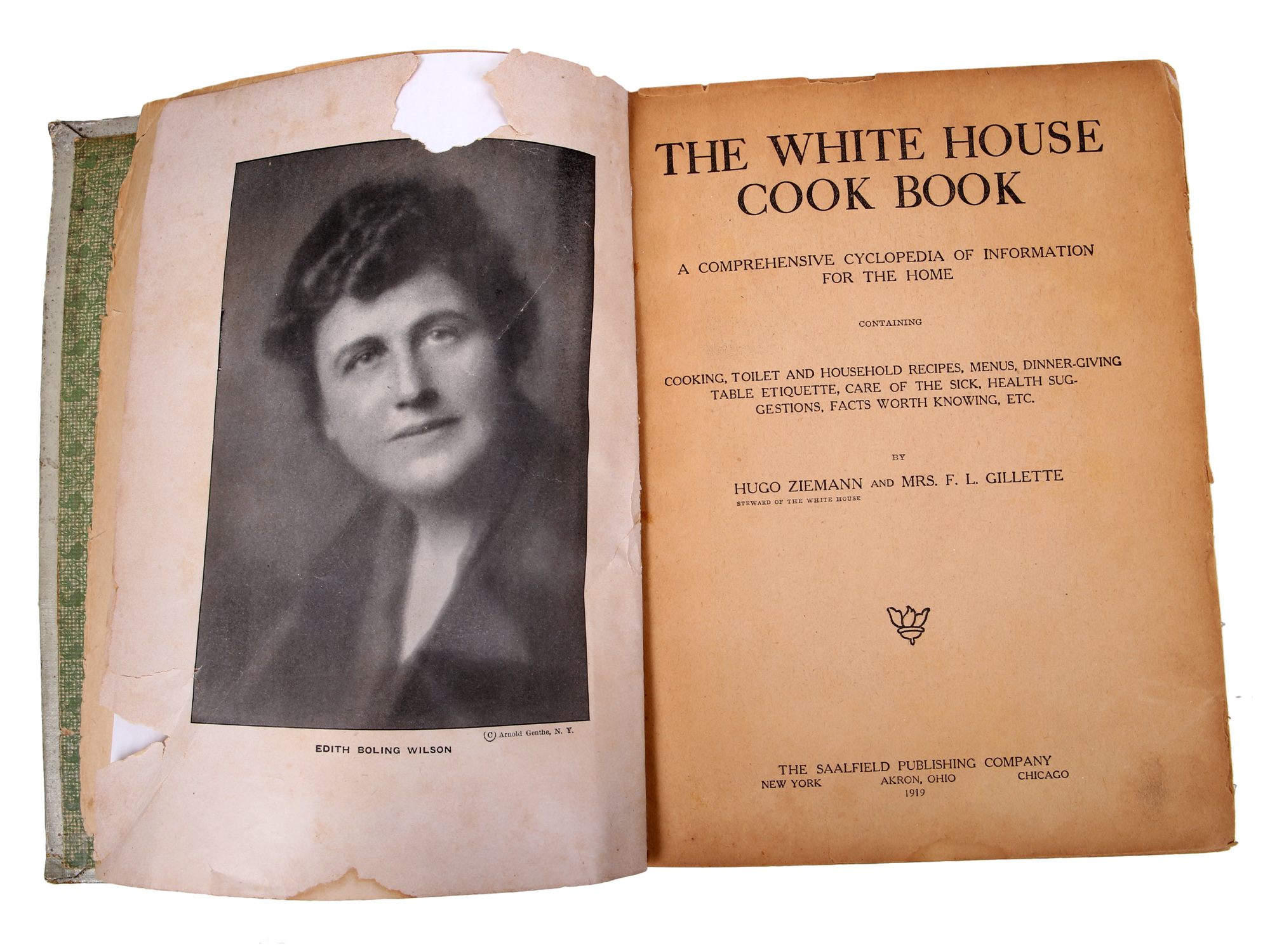 ANTIQUE 1919 THE WHITE HOUSE COOKBOOK BY ZIEMANN PIC-1