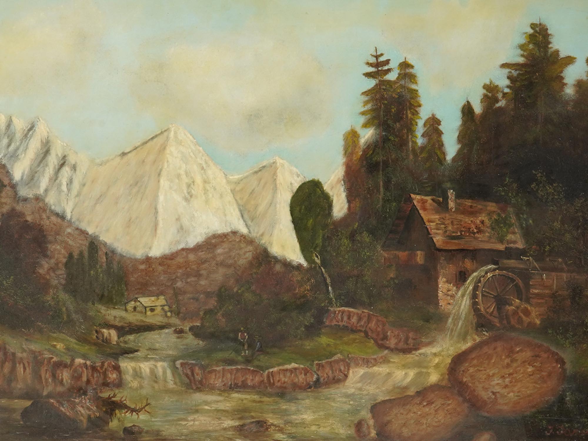 ATTR TO JOSEPH JANSEN OIL PAINTING OF LANDSCAPE PIC-1