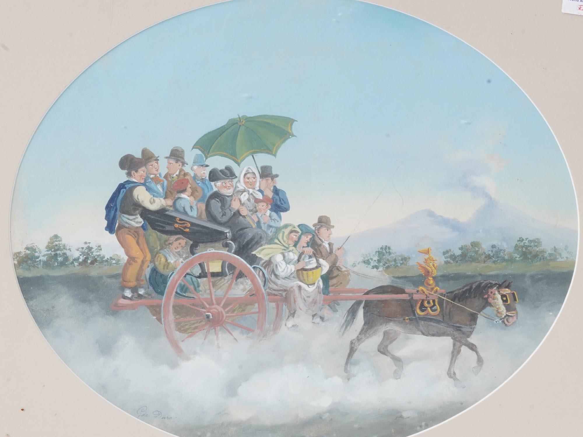 ITALIAN GOUACHE CARRIAGE PAINTING BY GAETANO DURA PIC-1