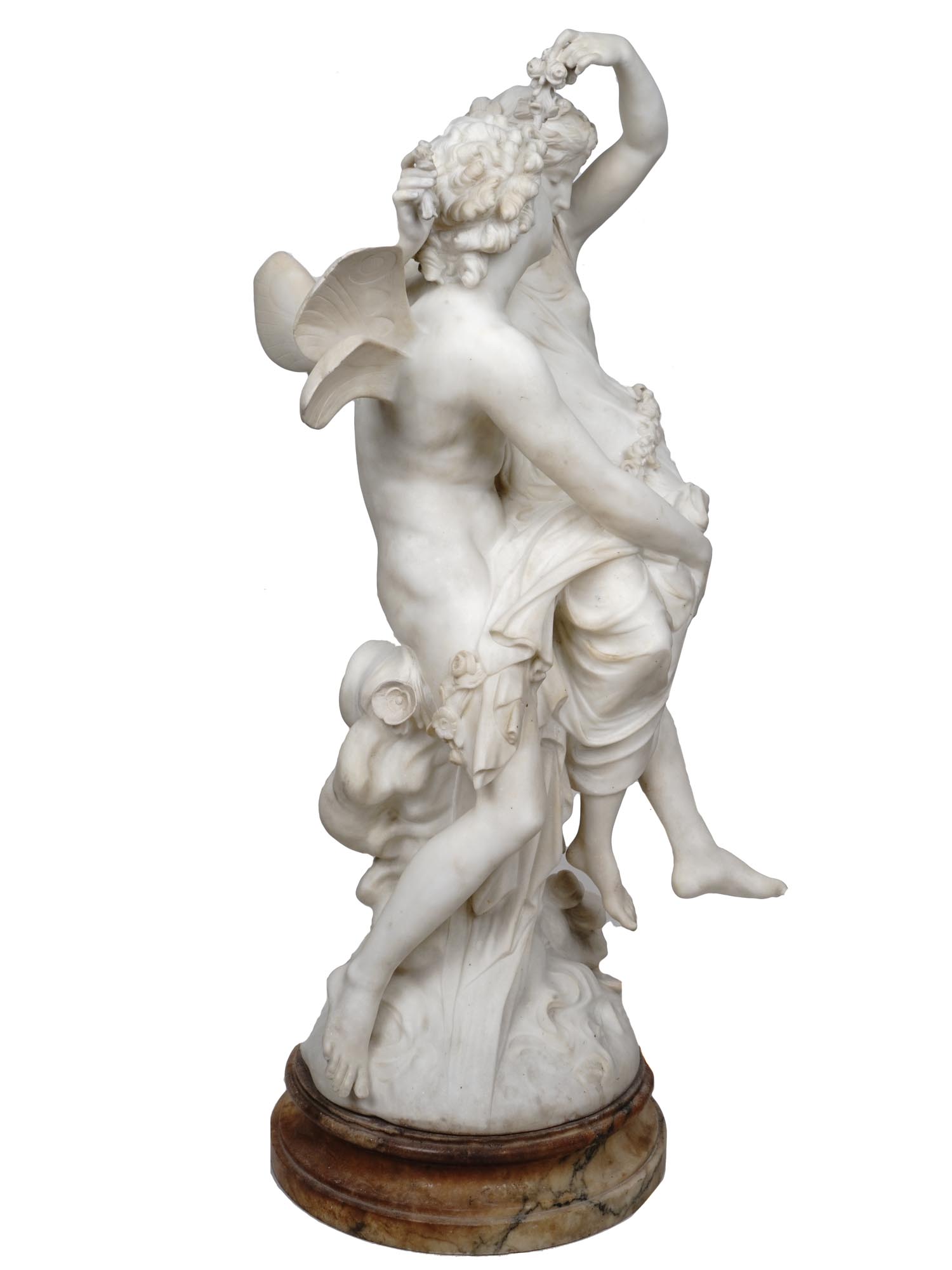 MATHURIN MOREAU ZEPHYRUS AND FLORA MARBLE STATUE PIC-1