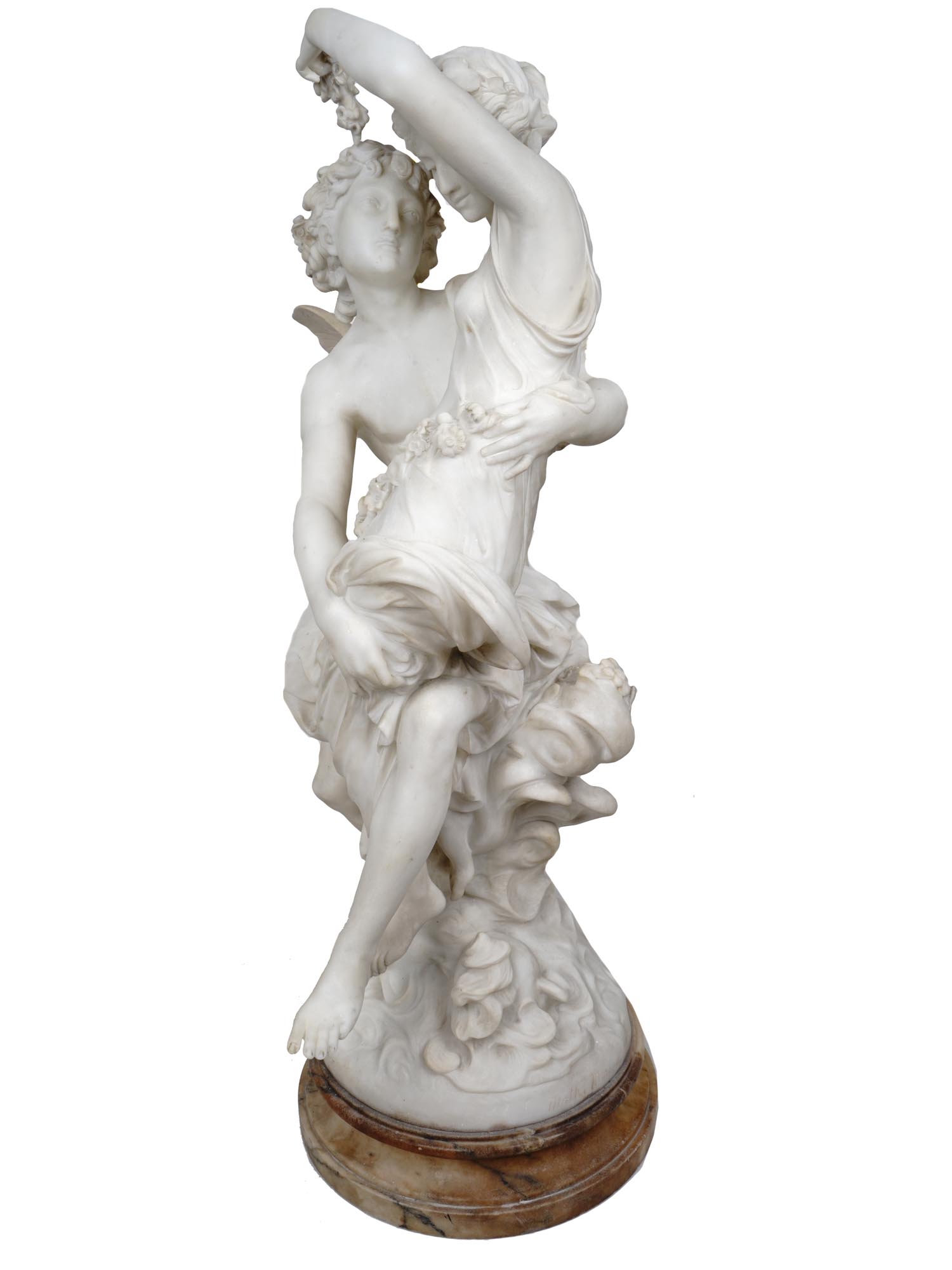 MATHURIN MOREAU ZEPHYRUS AND FLORA MARBLE STATUE PIC-3