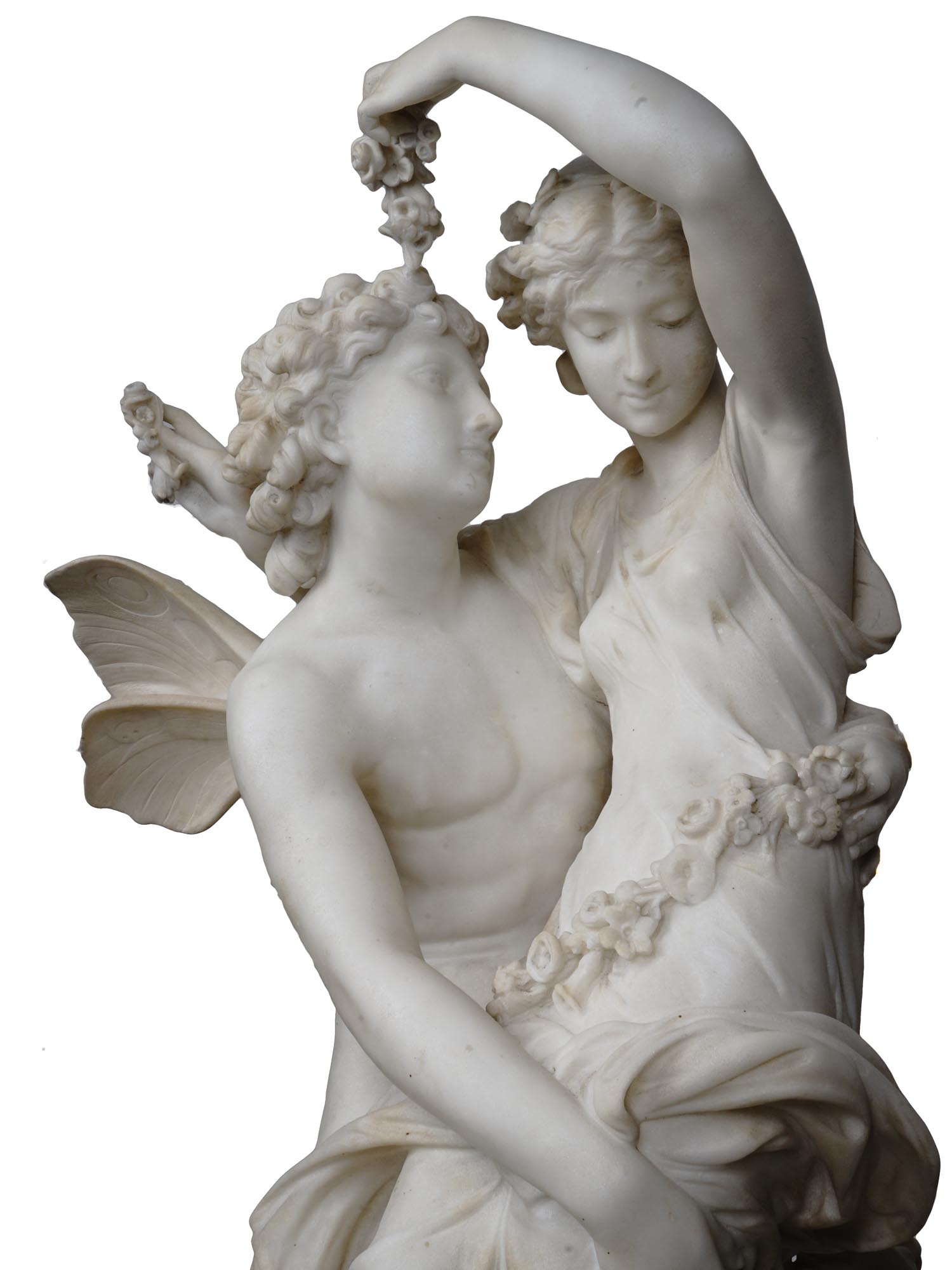 MATHURIN MOREAU ZEPHYRUS AND FLORA MARBLE STATUE PIC-4