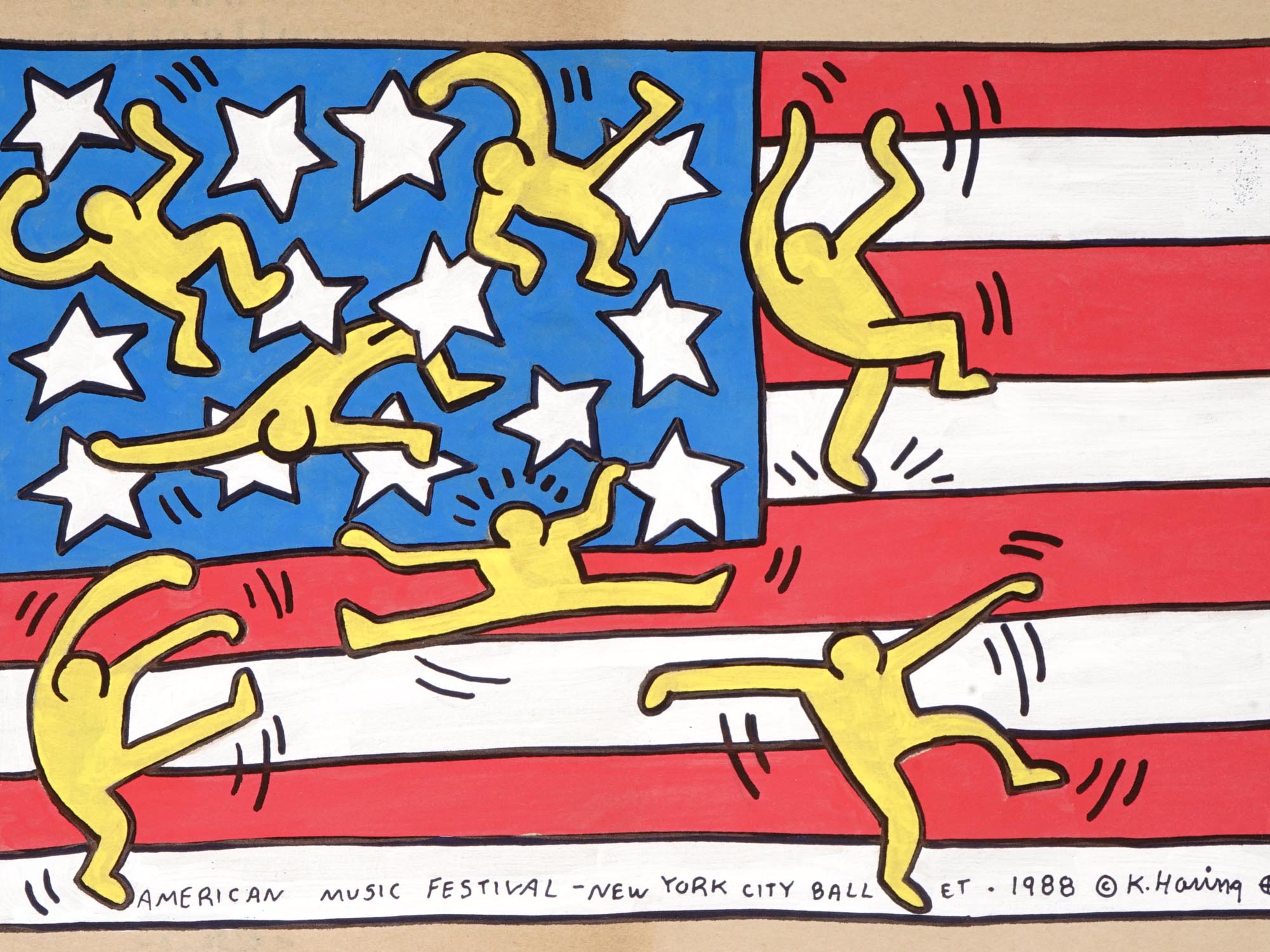 K. HARING 1988 AMERICAN MUSIC FESTIVAL SERIGRAPH PIC-1