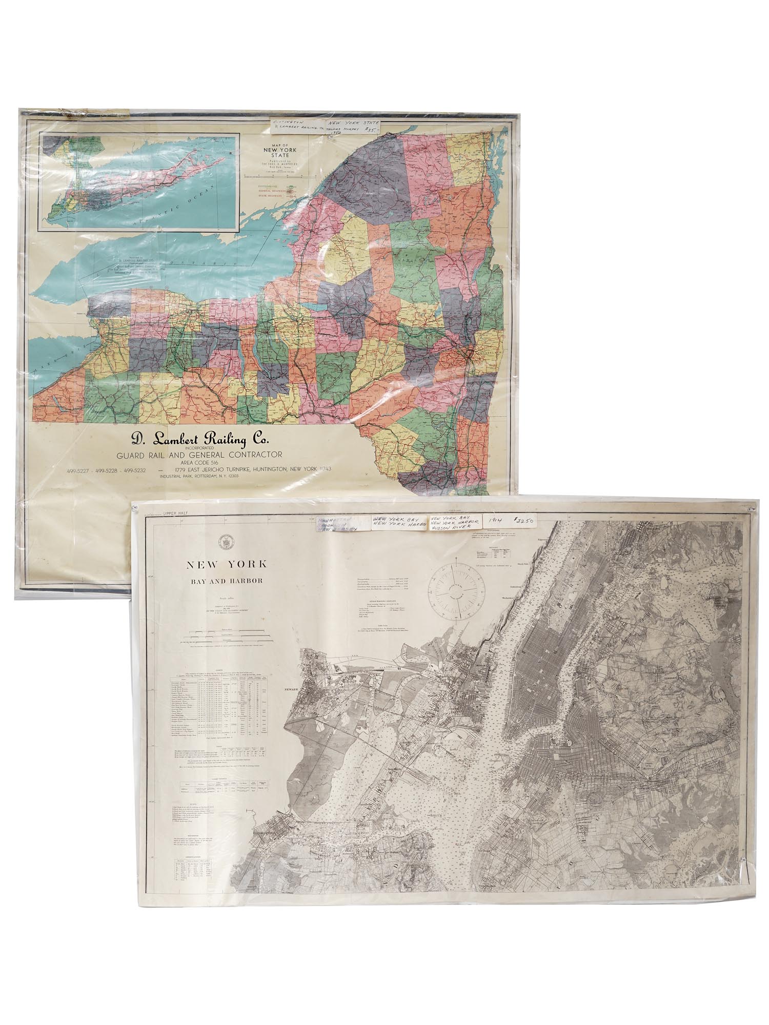 US WALL MAPS AND AERIAL VIEW OF NEW YORK CITY PIC-1