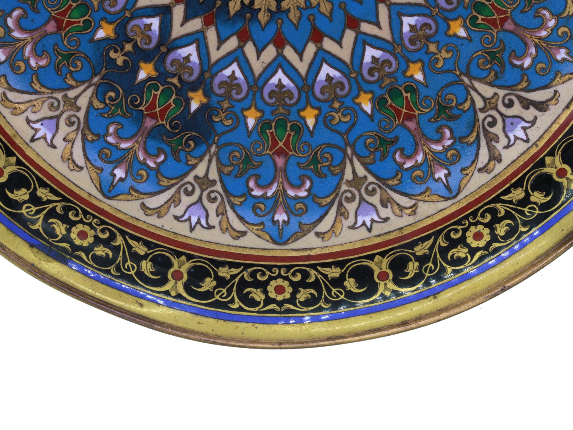 RUSSIAN BRASS ENAMEL FOOTED CANDY DISH PIC-4