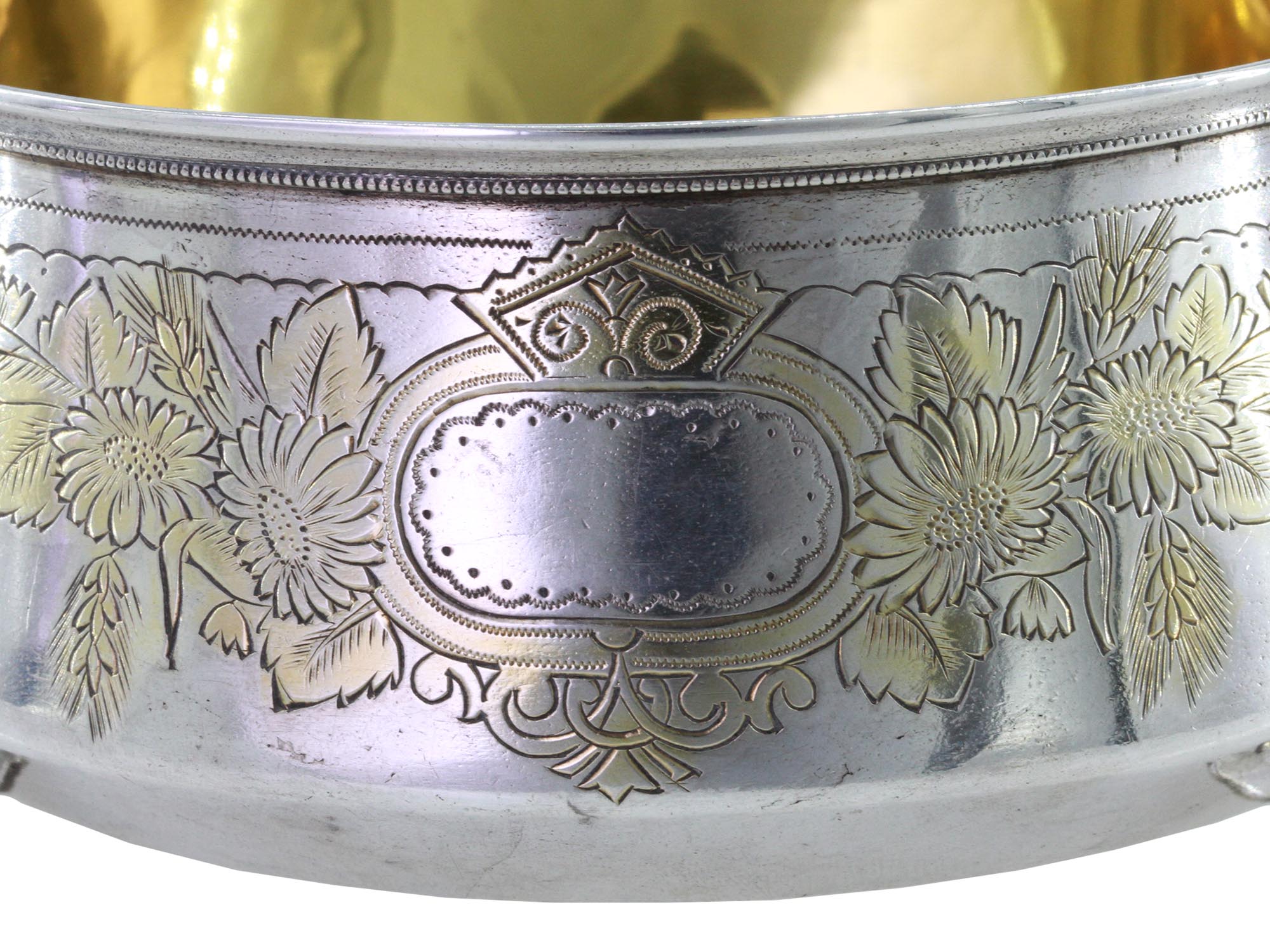 RUSSIAN GILT SILVER SUGAR BOWL WITH SILVER TONG PIC-6