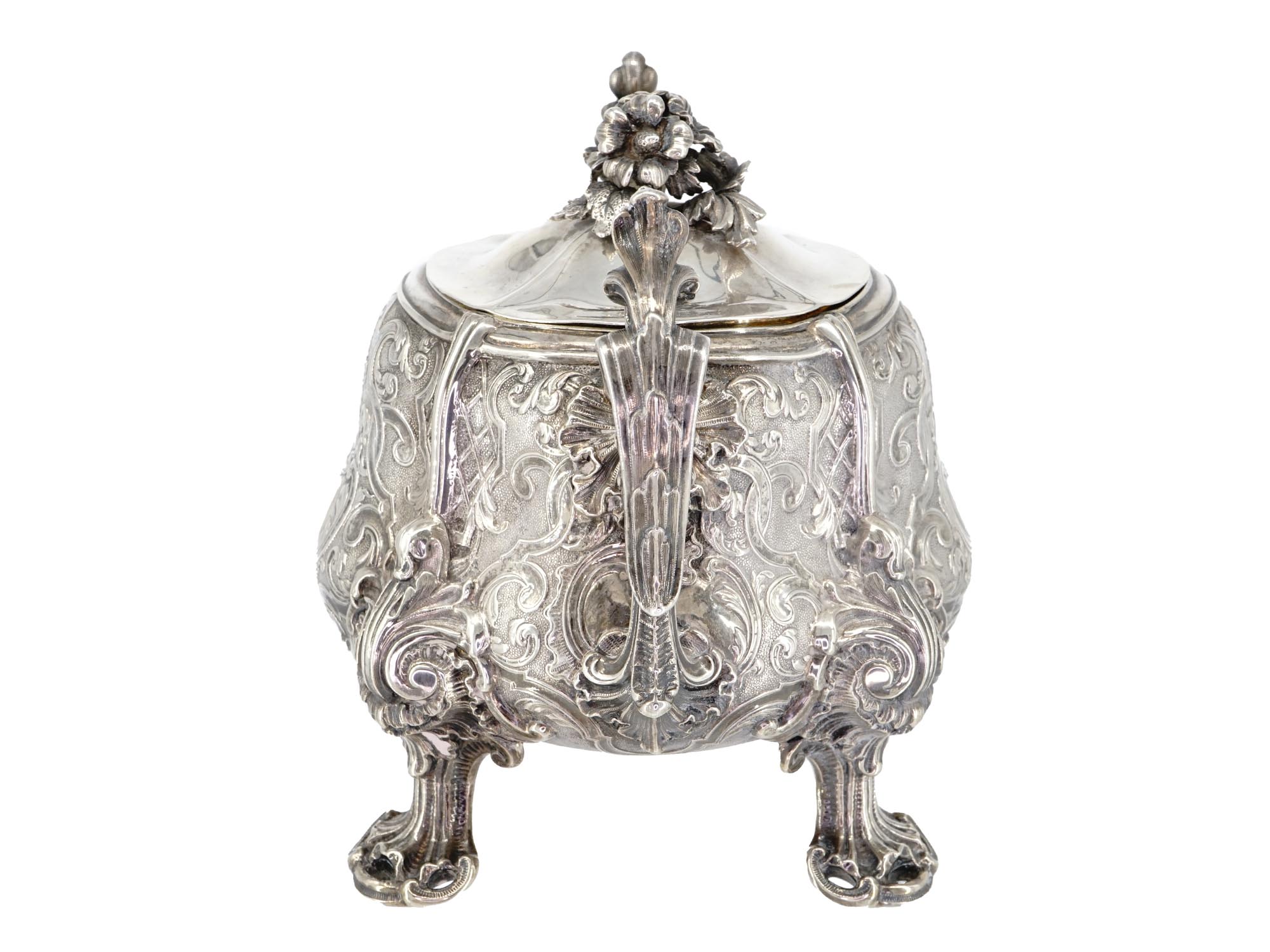 ANTIQUE FRENCH SILVER LIDDED SUGAR BOWL BY ODIOT PIC-2