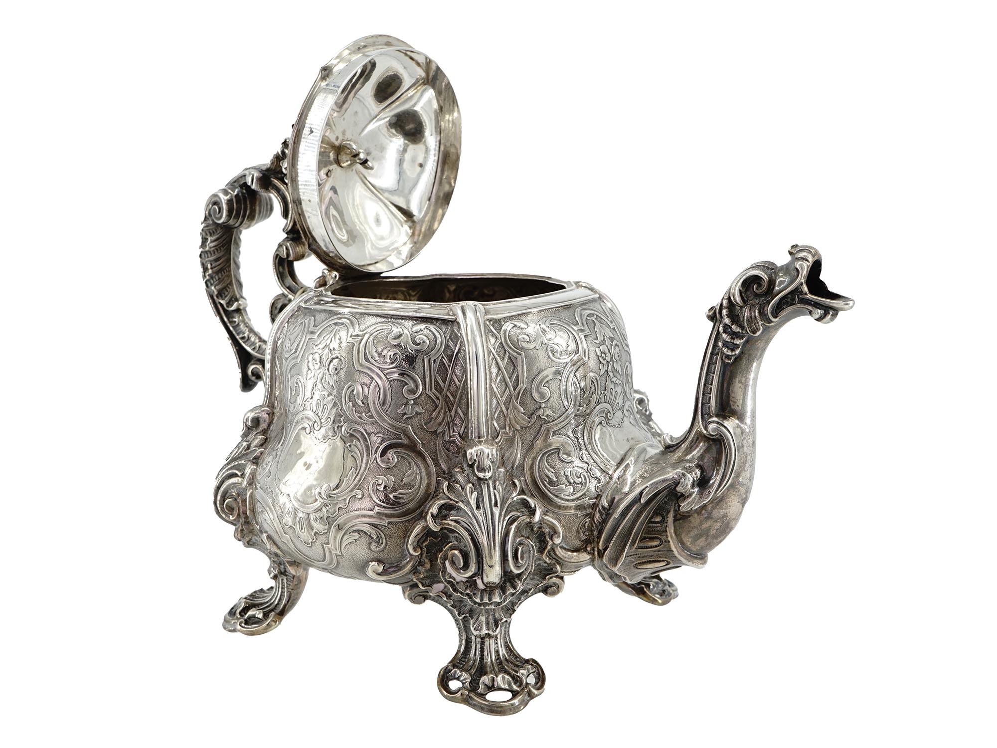 ANTIQUE FRENCH SILVER DRAGON TEAPOT BY ODIOT PIC-2