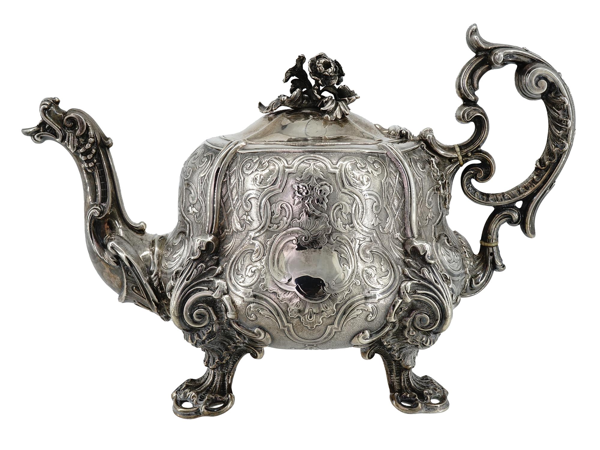 ANTIQUE FRENCH SILVER DRAGON TEAPOT BY ODIOT PIC-3