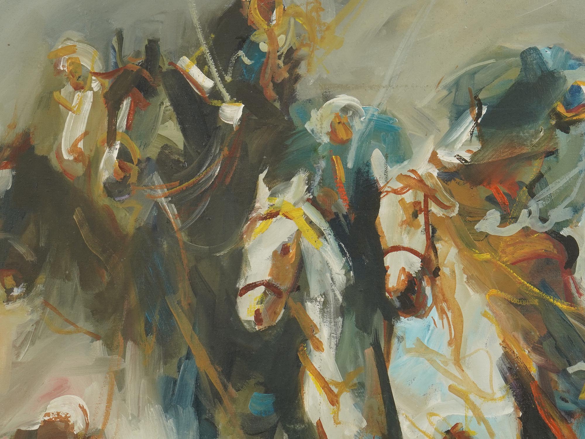 CONTEMPORARY OIL PAINTING HORSES BY REUVEN NACHUM PIC-2