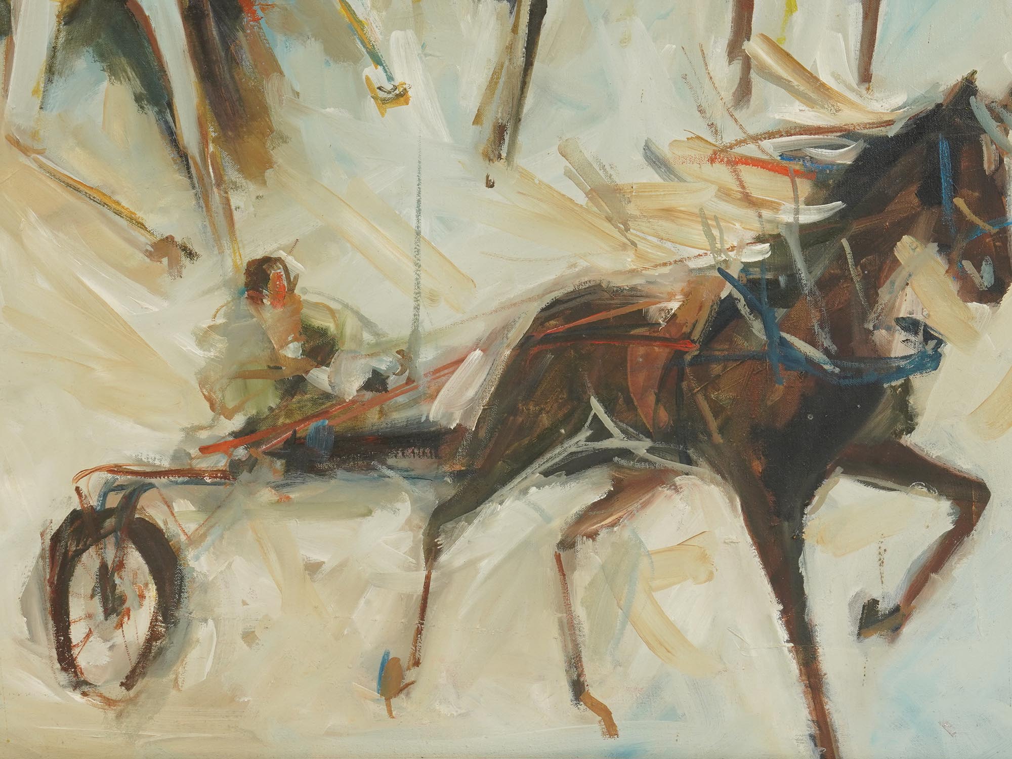 CONTEMPORARY OIL PAINTING HORSES BY REUVEN NACHUM PIC-3