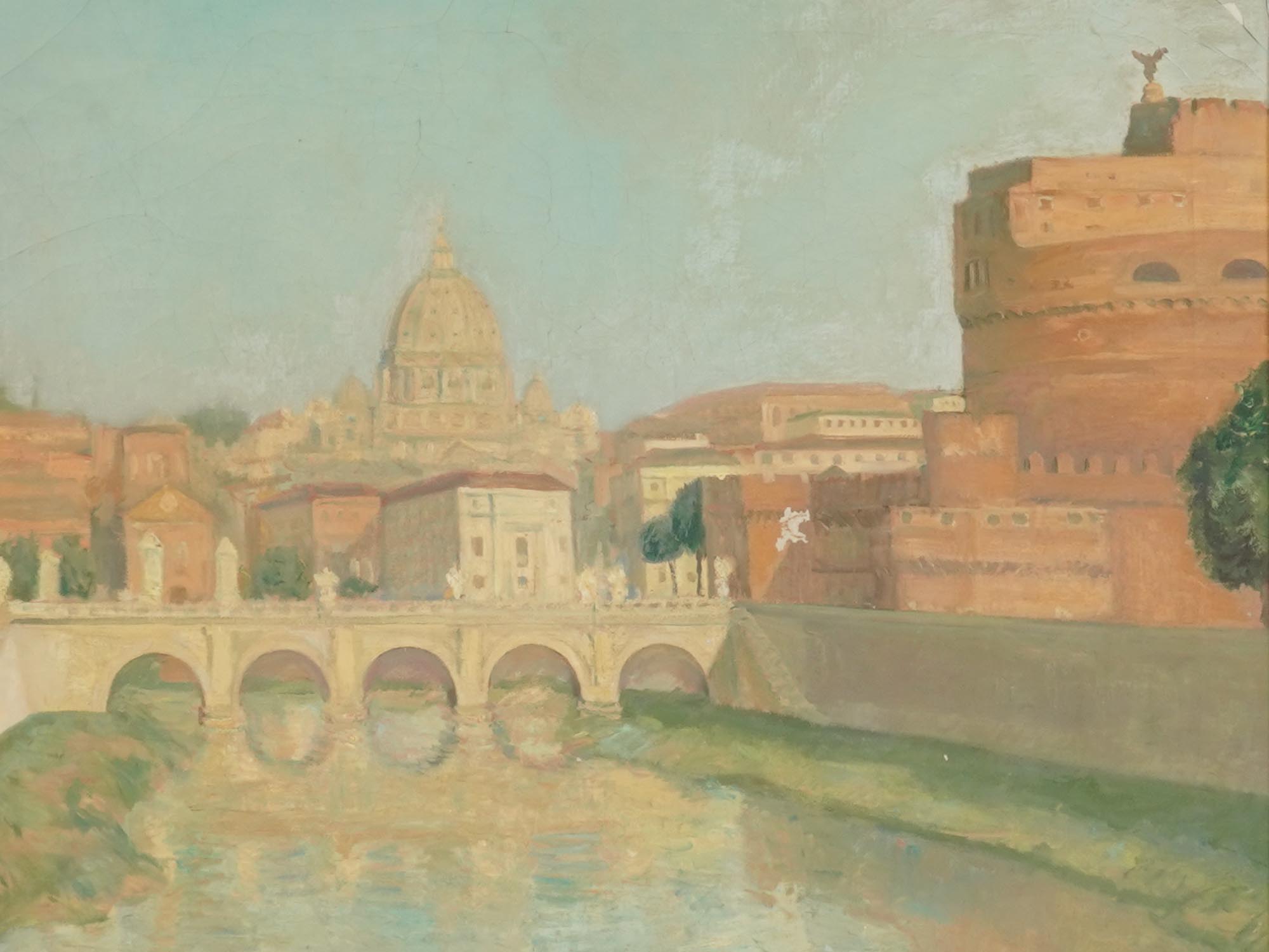 IMPRESSIONIST CITYSCAPE OIL PAINTING VIEW OF ROME PIC-1