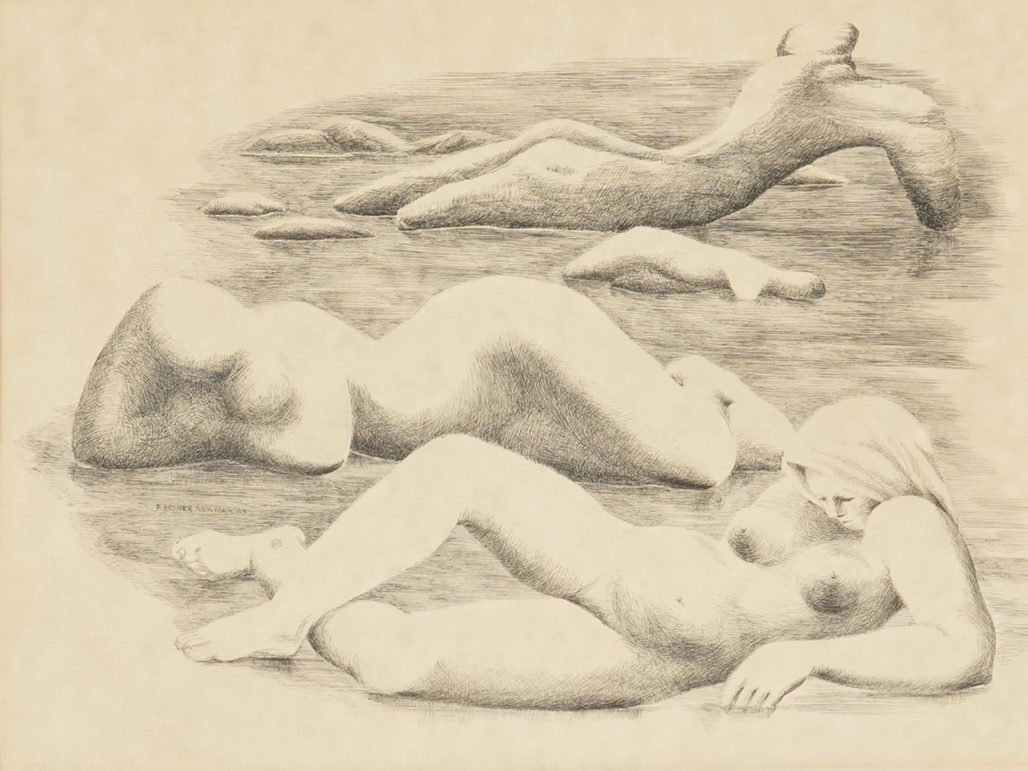NUDE ETCHING AQUATINT BY FRANCES BESNER NEWMAN PIC-1