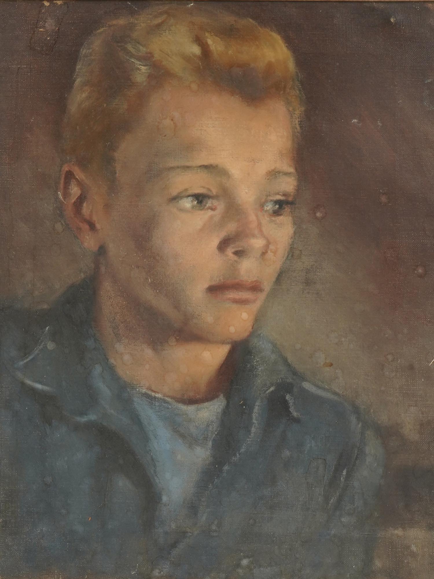 MID CENTURY AMERICAN PORTRAIT PAINTING OF A BOY PIC-1