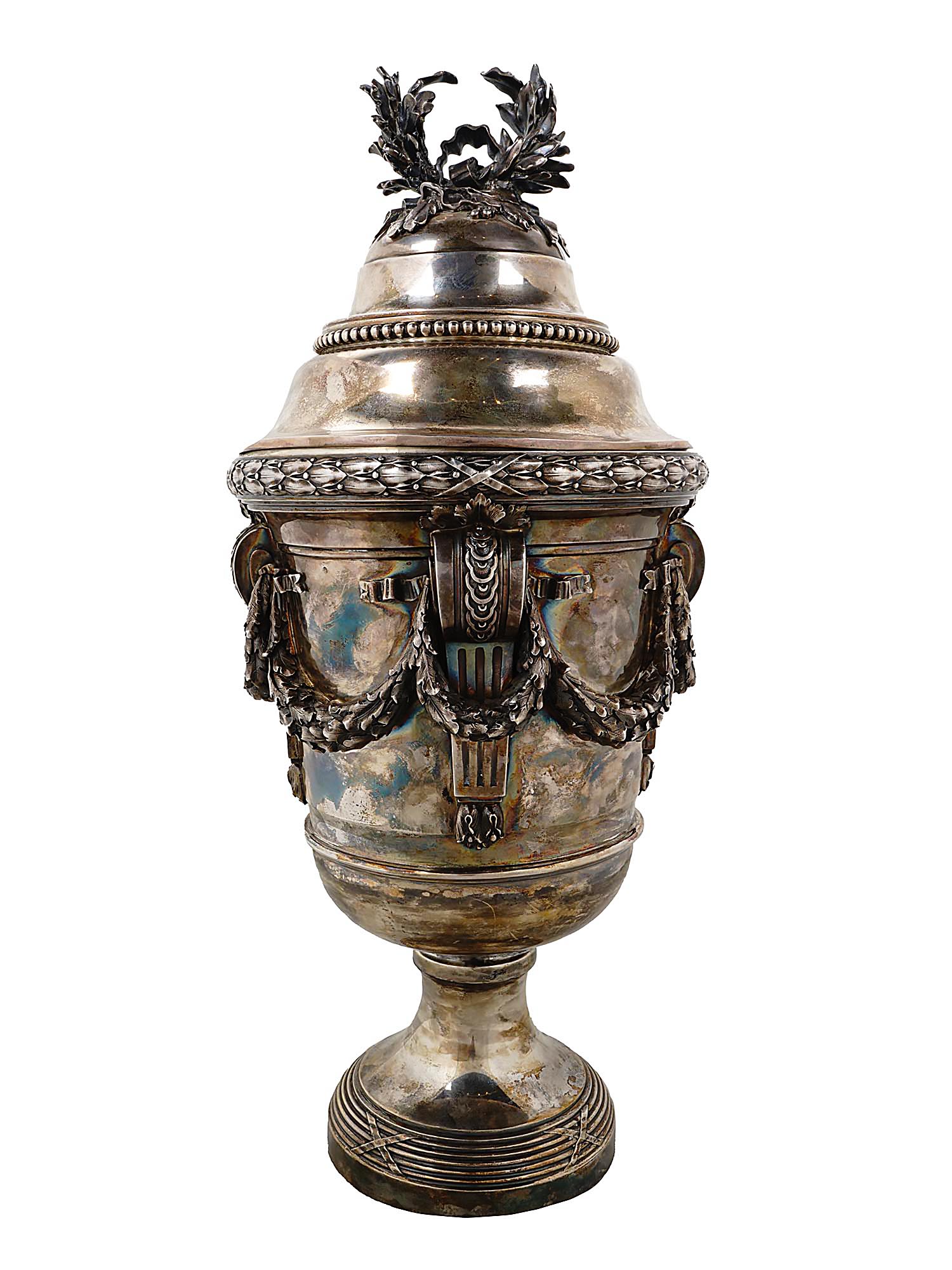 ANTIQUE LARGE FRENCH SILVER URN ATTR TO ODIOT PIC-0