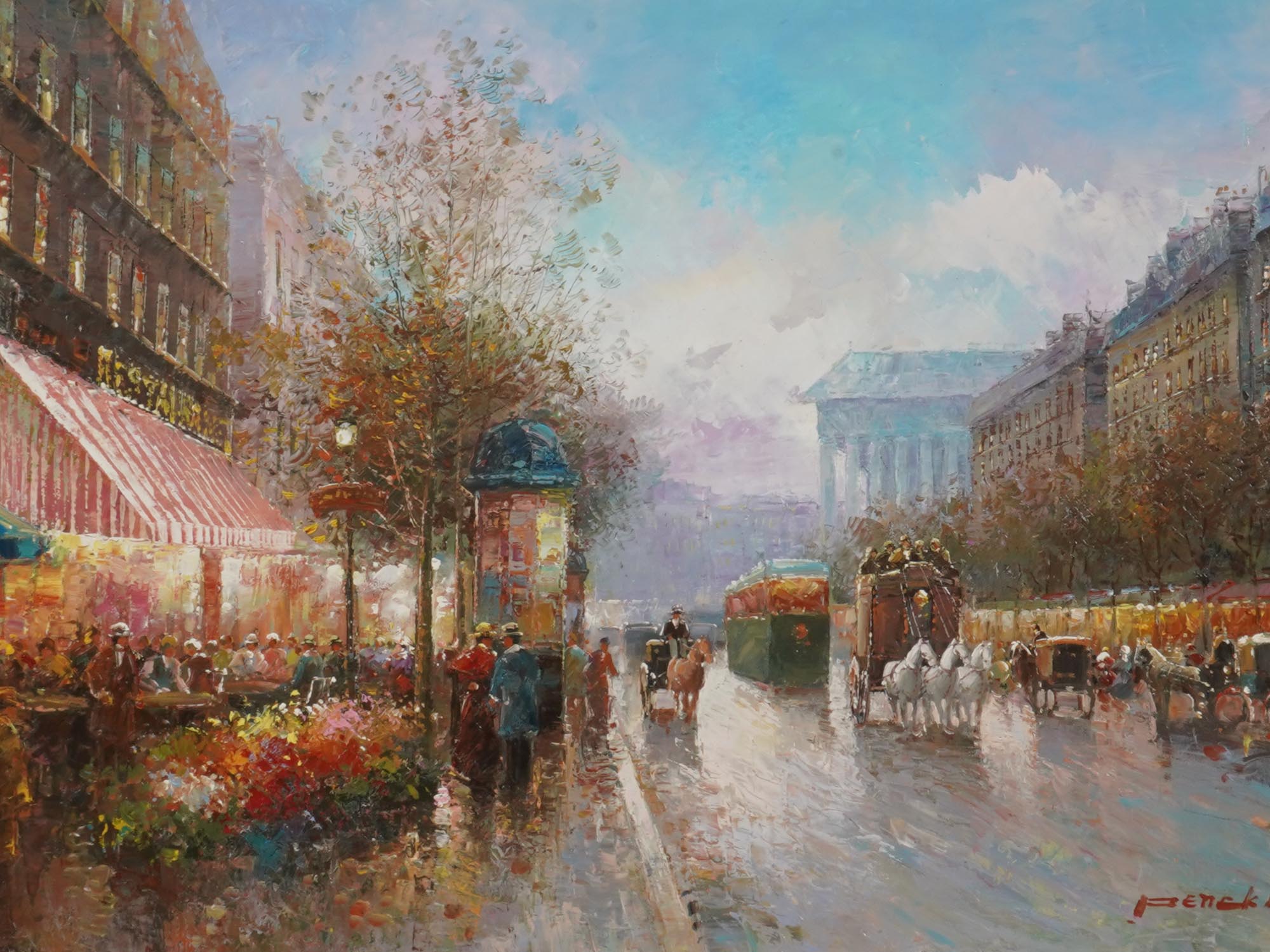 FRENCH PARIS CITYSCAPE OIL PAINTING BY T E PENCKE PIC-1