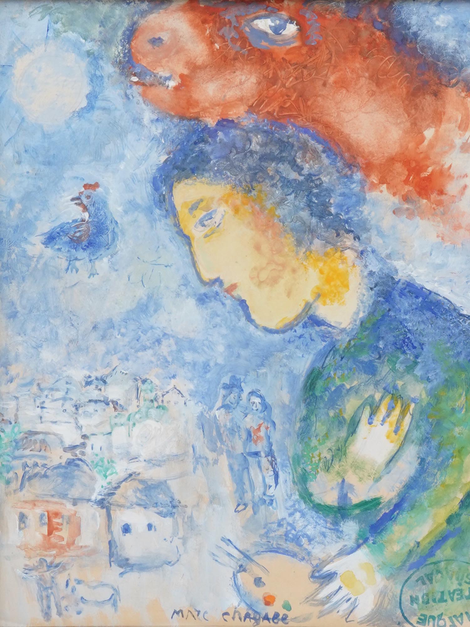 RUSSIAN GOUACHE PAINTING AFTER MARC CHAGALL PIC-1