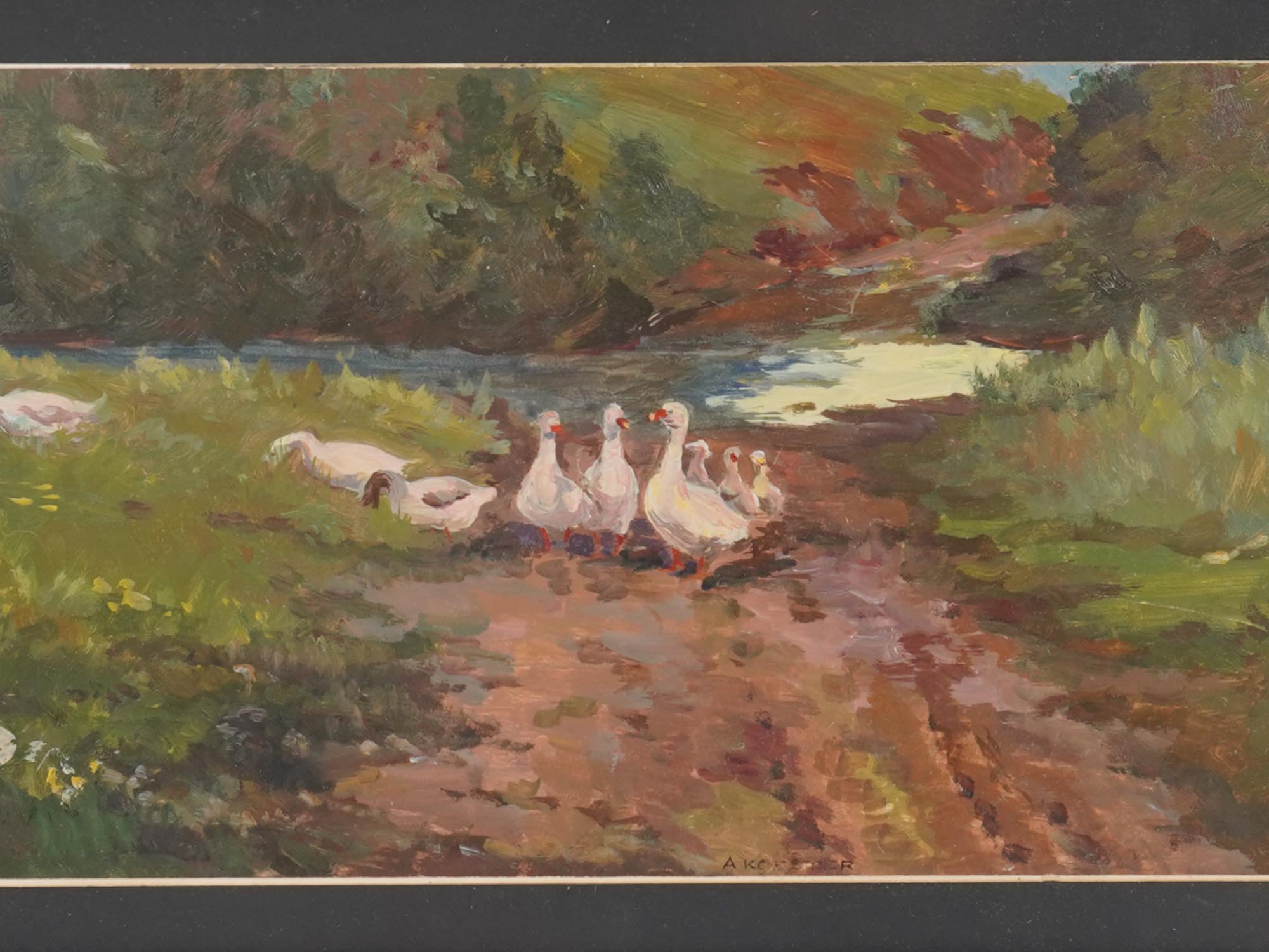 GERMAN DUCKS OIL PAINTING BY ALEXANDER KOESTER PIC-1