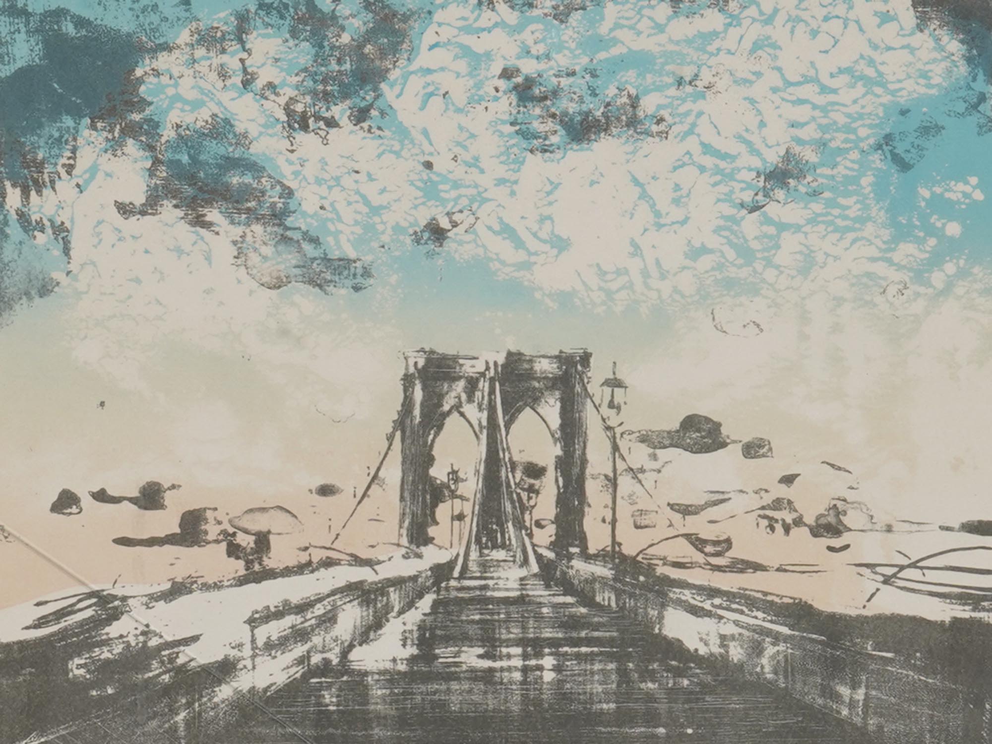 BROOKLYN BRIDGE SILKSCREEN PRINT BY STEVEN KUZMA PIC-1