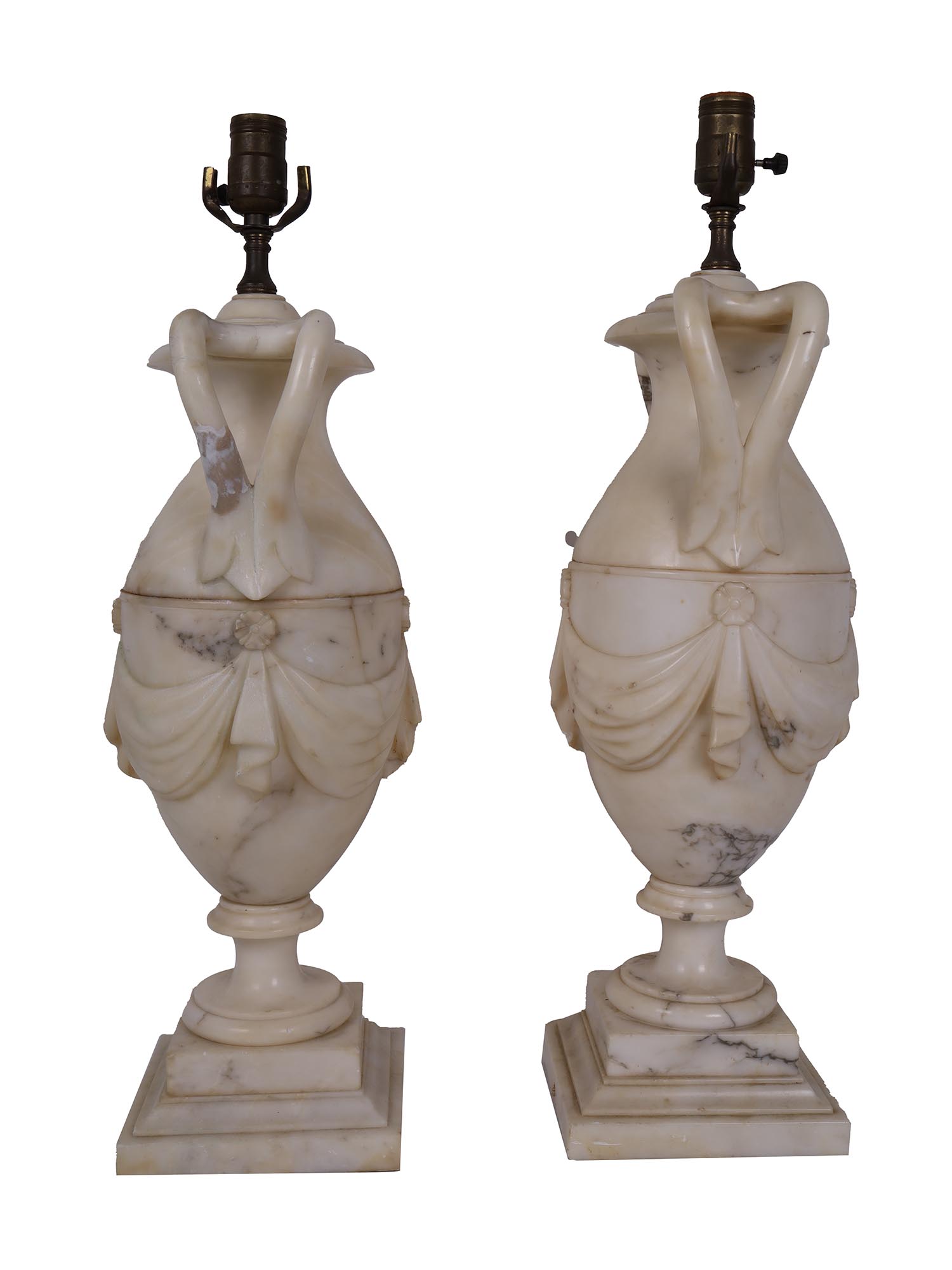 TWO VINTAGE ITALIAN CLASSICAL MARBLE VASE LAMPS PIC-1