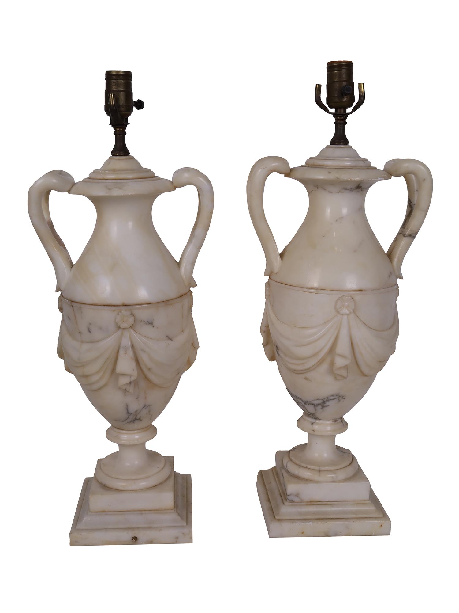 TWO VINTAGE ITALIAN CLASSICAL MARBLE VASE LAMPS PIC-2