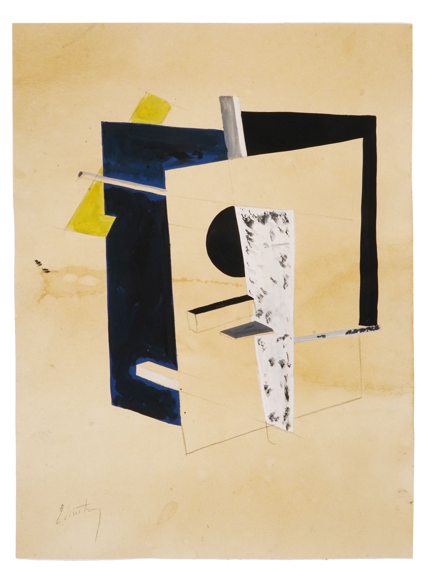 RUSSIAN CONSTRUCTIVIST PAINTING BY EL LISSITZKY PIC-0