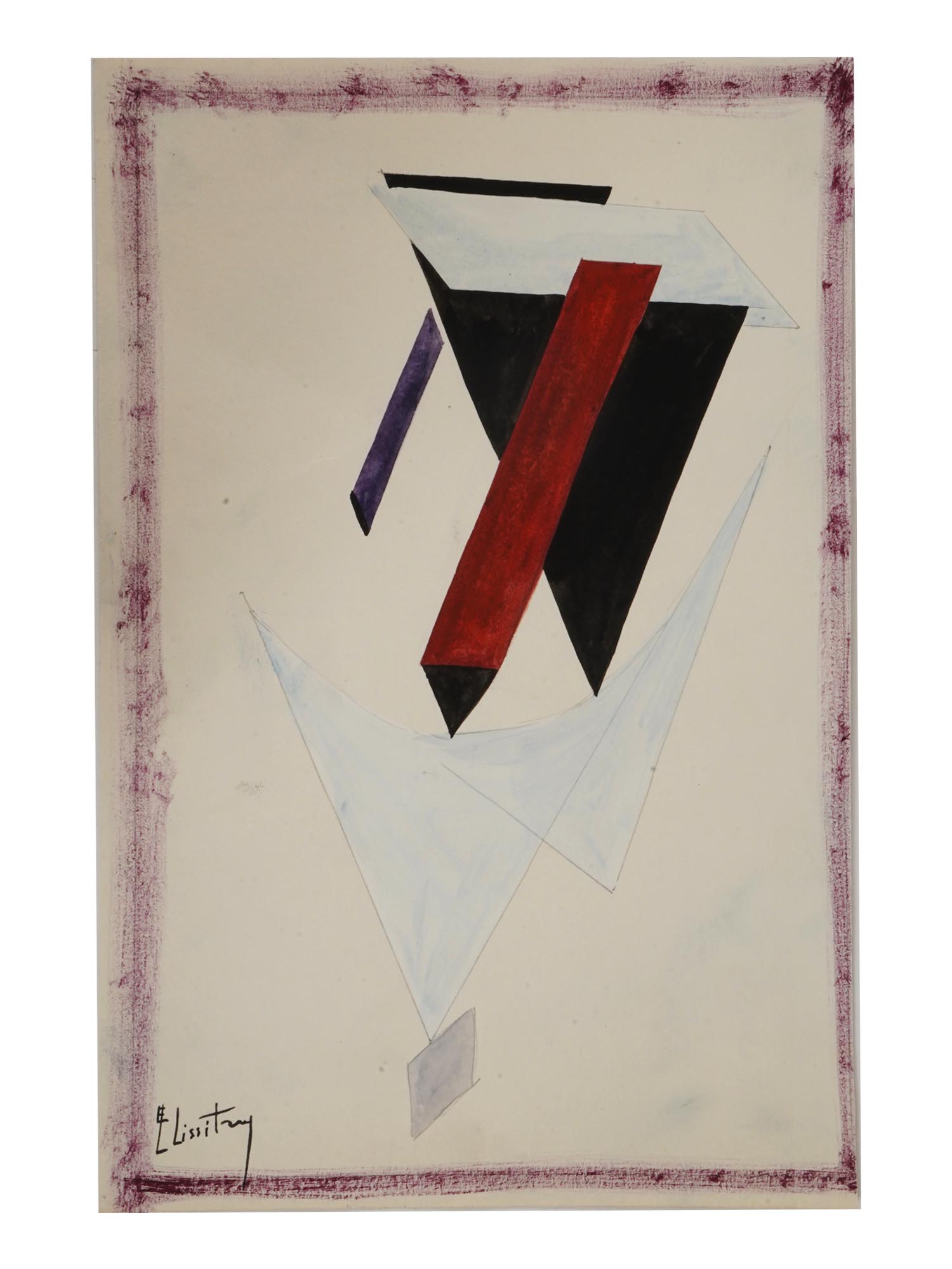 ATTR TO EL LISSITZKY SOVIET MIXED MEDIA PAINTING PIC-0