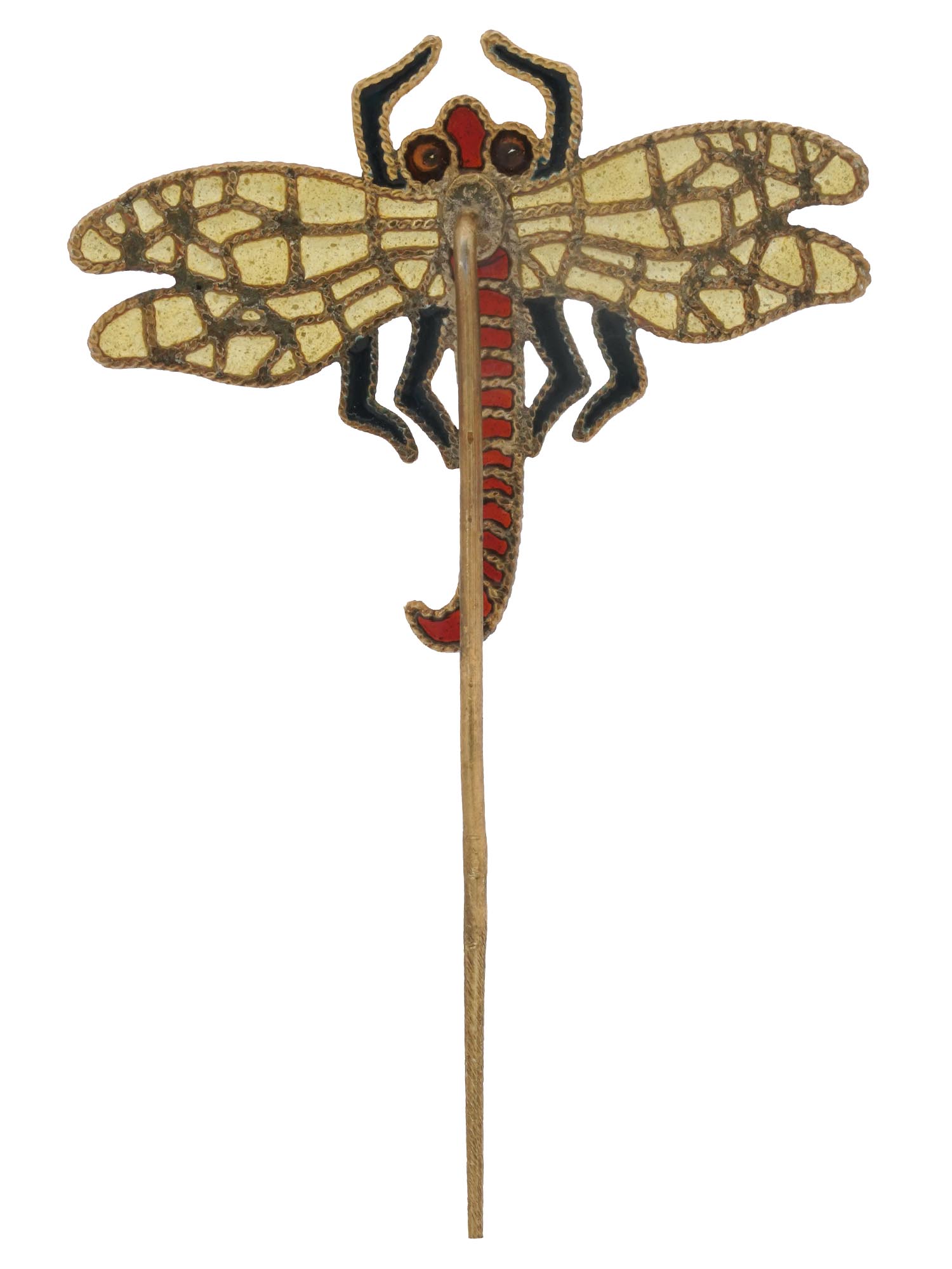 RUSSIAN SILVER PLIQUE A JOUR ENAMEL DRAGONFLY PIN PIC-1