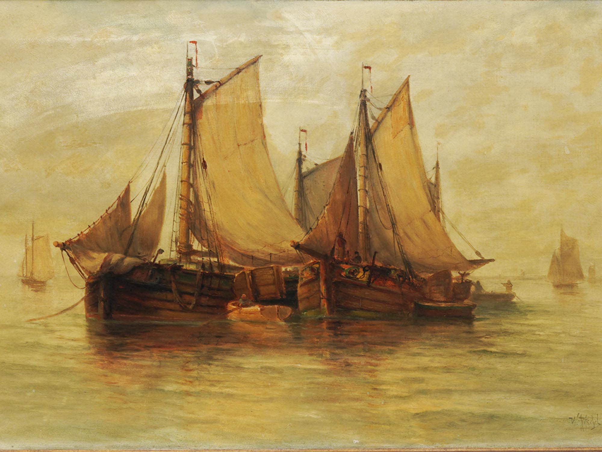 MARINE OIL PAINTING BY WILLIAM FREDERICK MITCHELL PIC-1