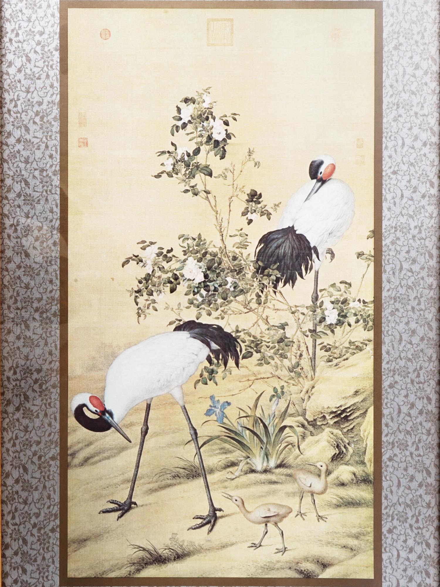 CHINESE CRANES PRINT AFTER GIUSEPPE CASTIGLIONE PIC-1