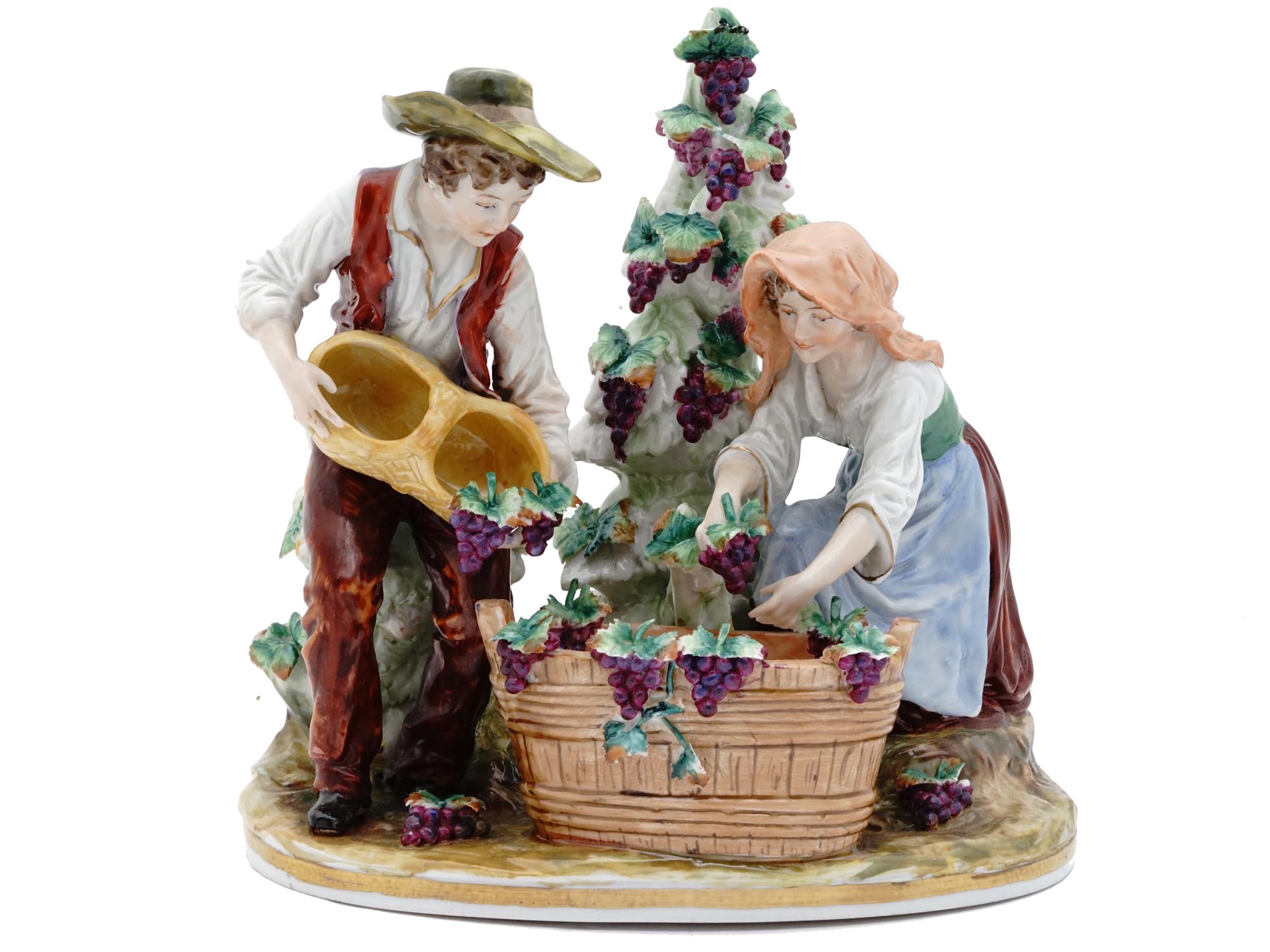 POTSCHAPPEL GERMAN PORCELAIN FIGURINE WINE MAKERS PIC-1