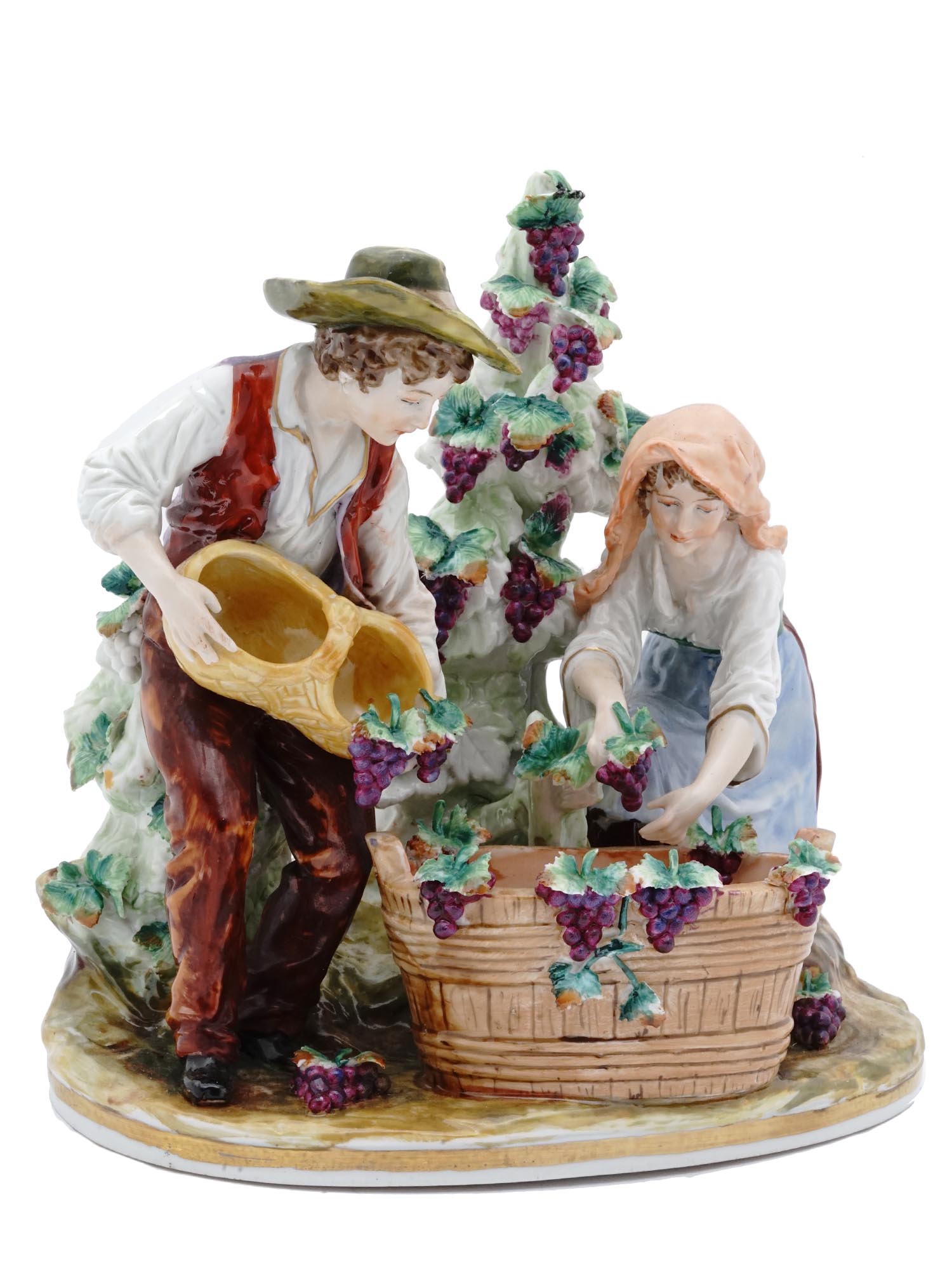 POTSCHAPPEL GERMAN PORCELAIN FIGURINE WINE MAKERS PIC-0