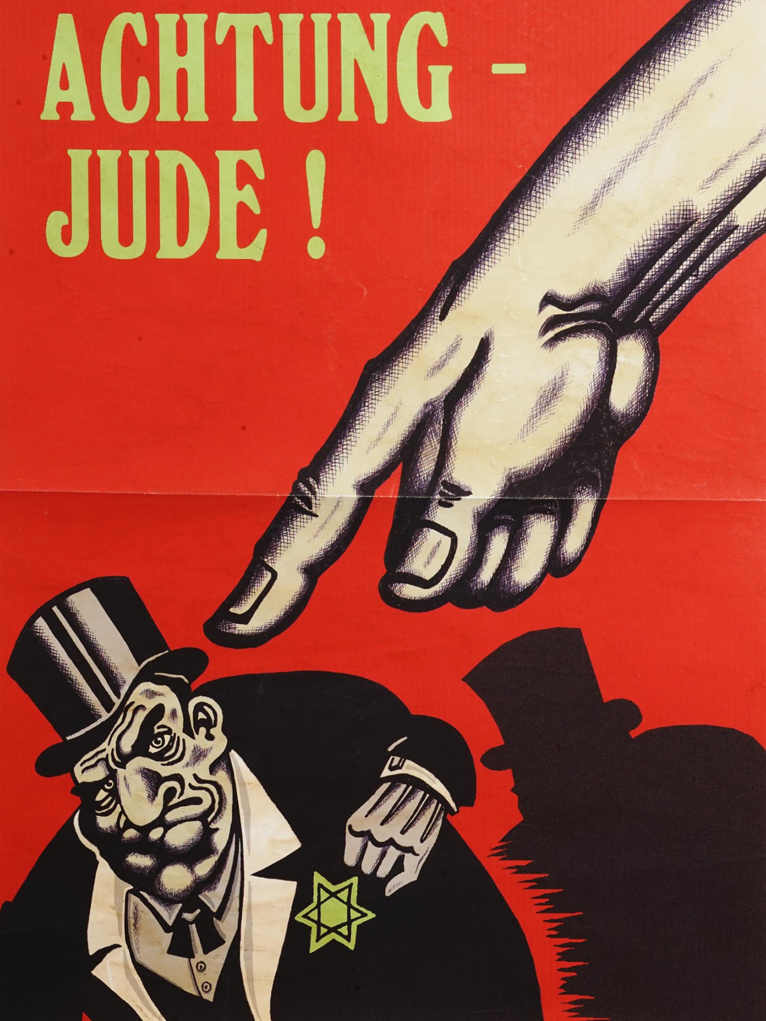 WWII NAZI GERMAN ANTI SEMITIC PROPAGANDA POSTER PIC-0