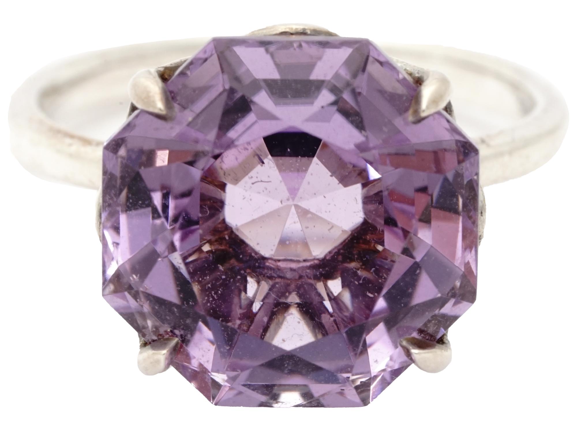 STERLING SILVER TIFFANY CO AMETHYST STONE RING PIC-0