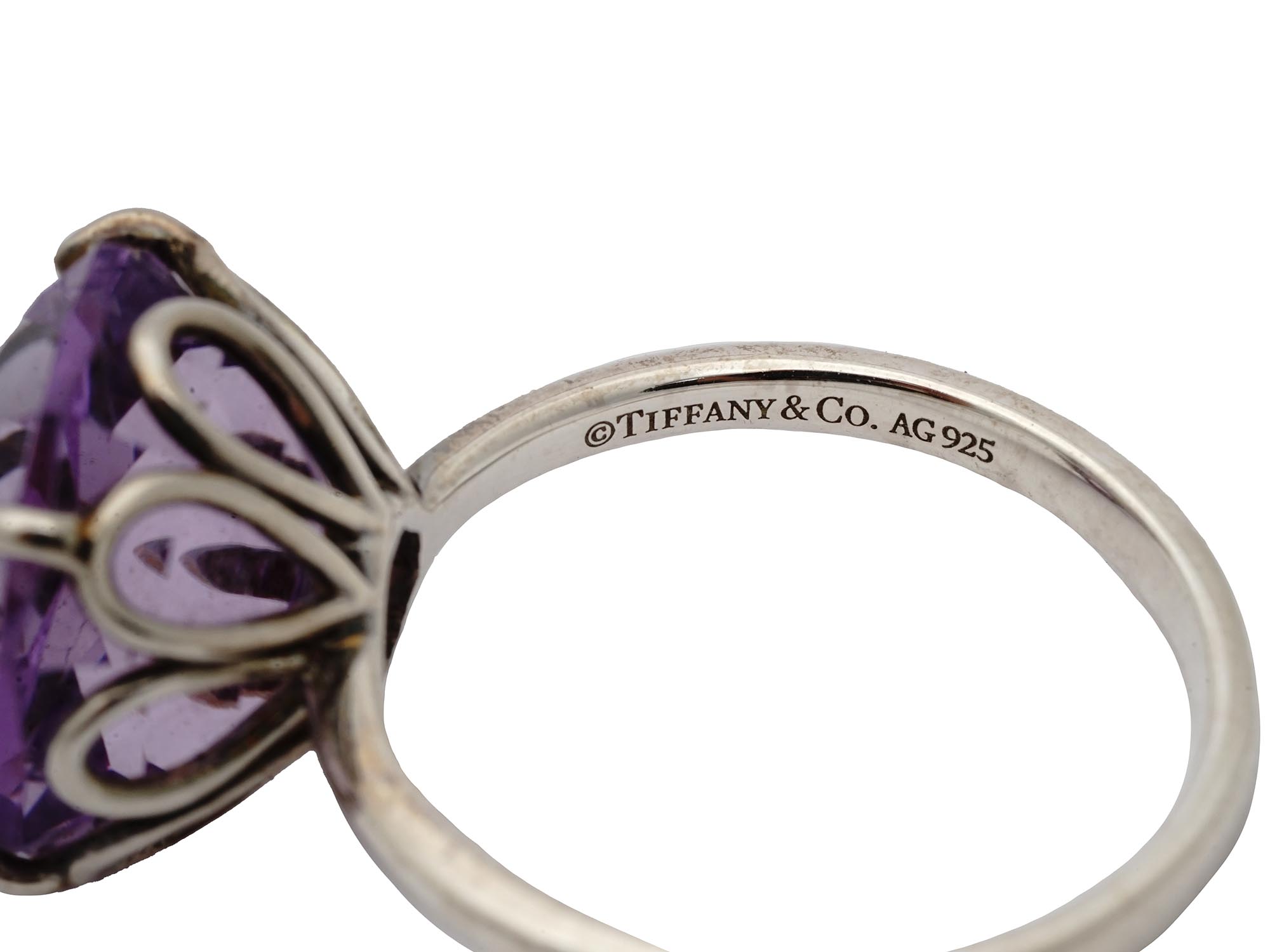 STERLING SILVER TIFFANY CO AMETHYST STONE RING PIC-2