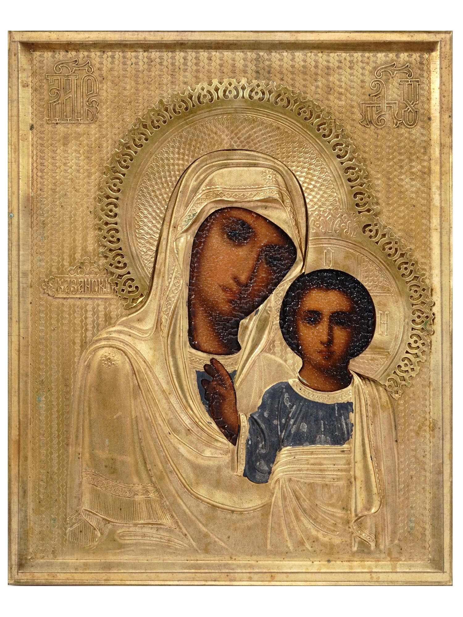 ANTIQUE RUSSIAN ORTHODOX ICON MOTHER OF GOD KAZAN