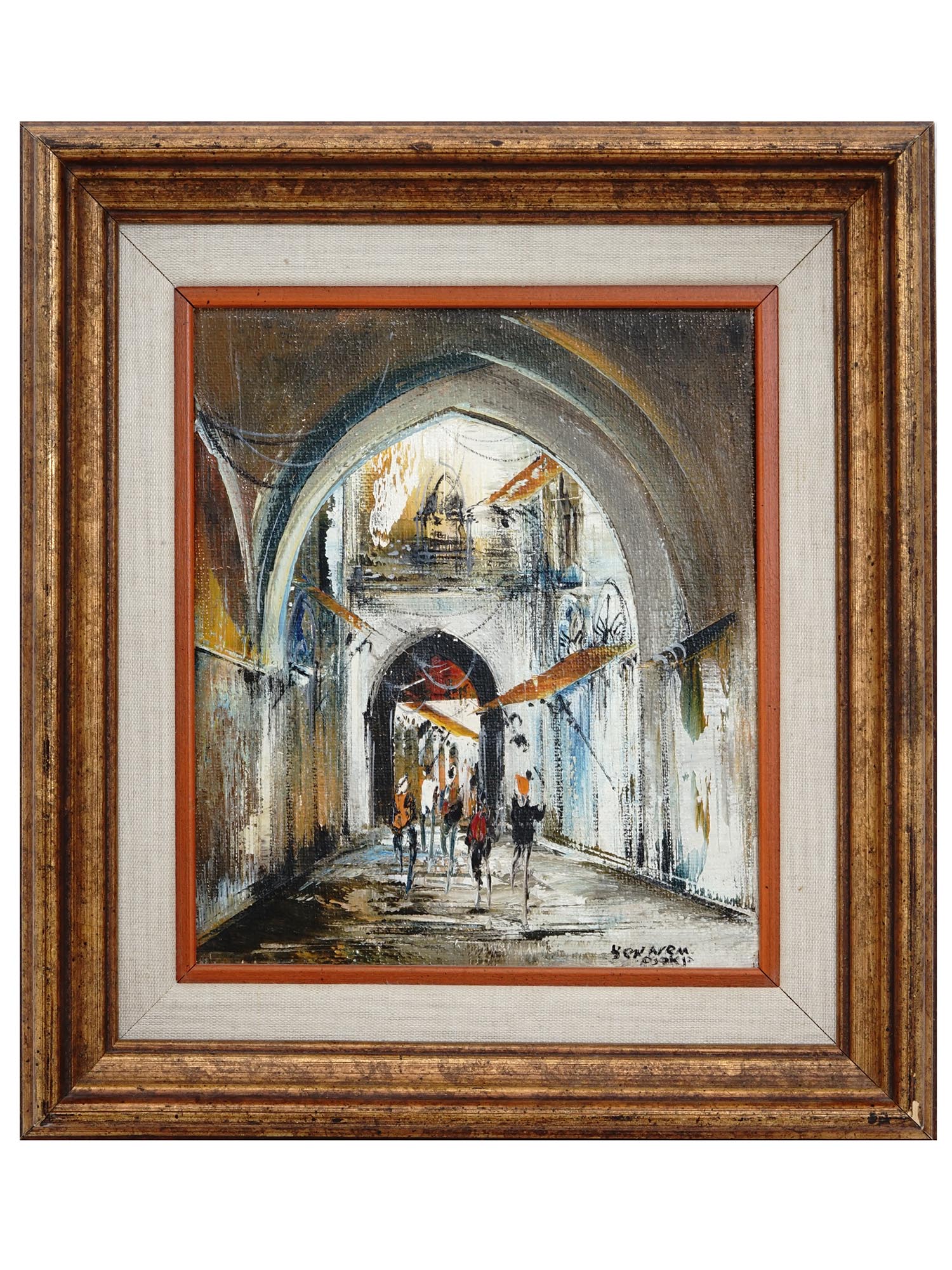 JUDAICA JERUSALEM VIEW OIL PAINTING BY BEN AVRAM PIC-0