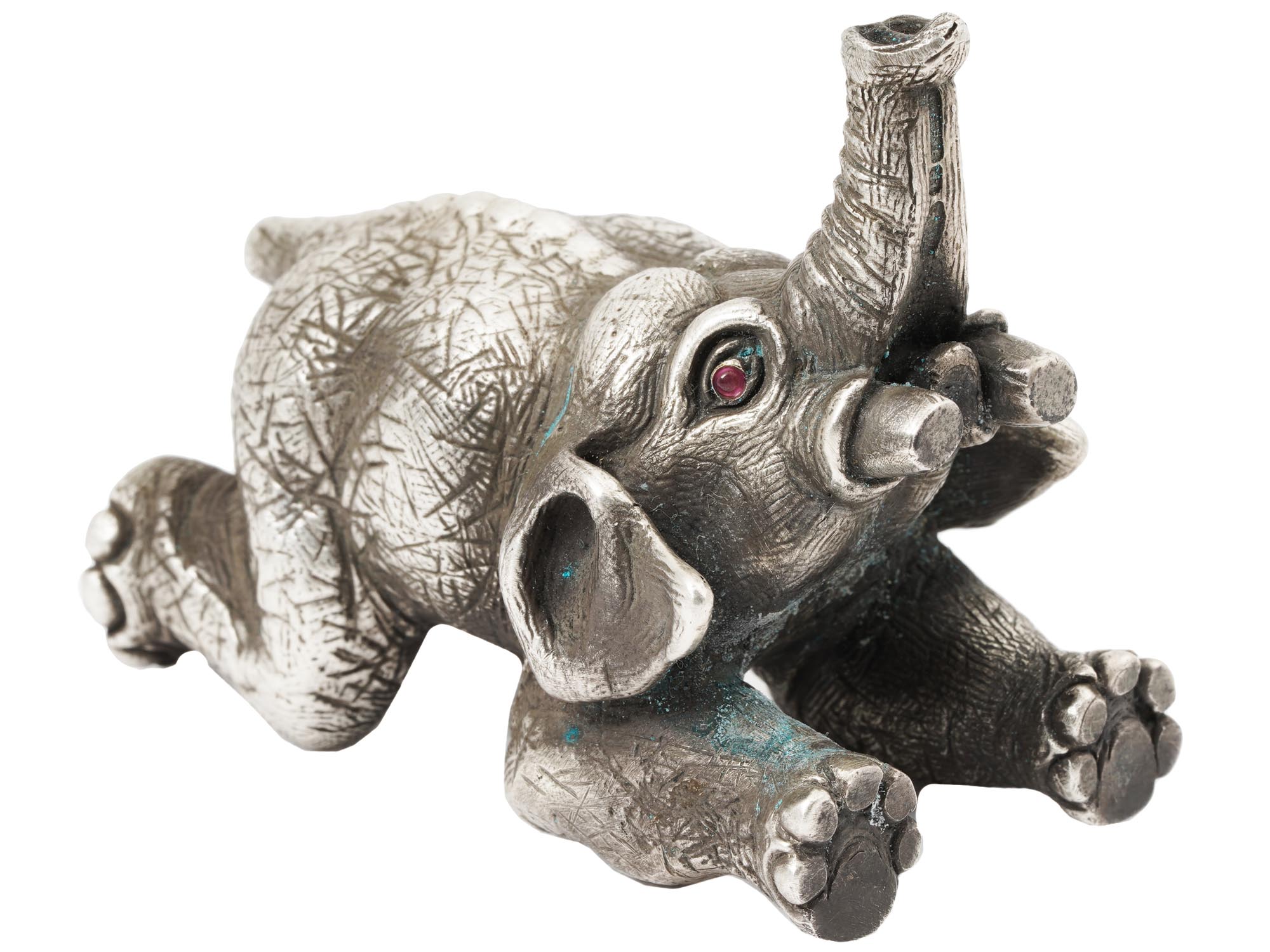 RUSSIAN 84 SILVER RUBY EYES FIGURINE OF ELEPHANT PIC-2