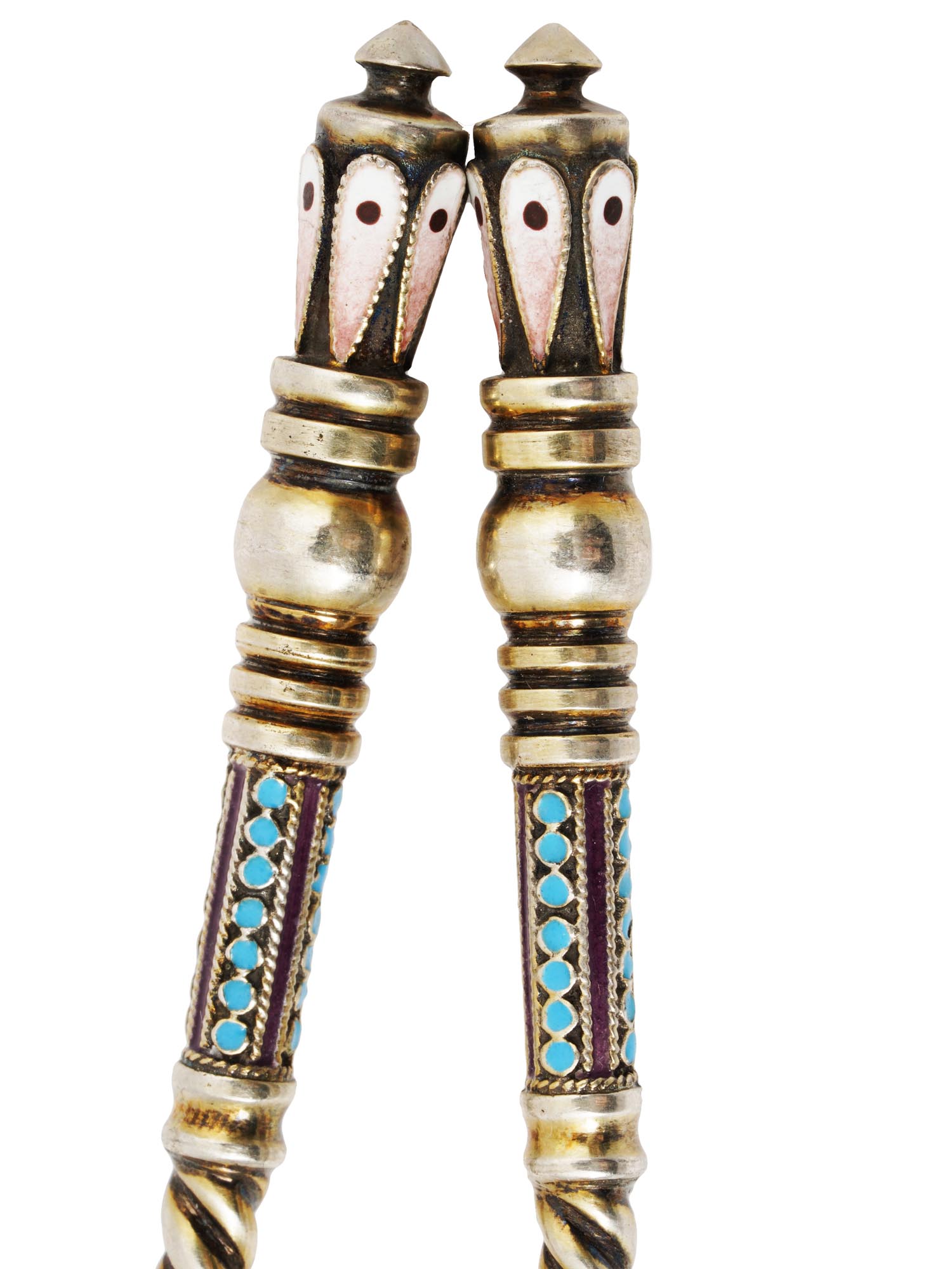 RUSSIAN GILT SILVER CLOISONNE ENAMEL TEA SPOONS PIC-3