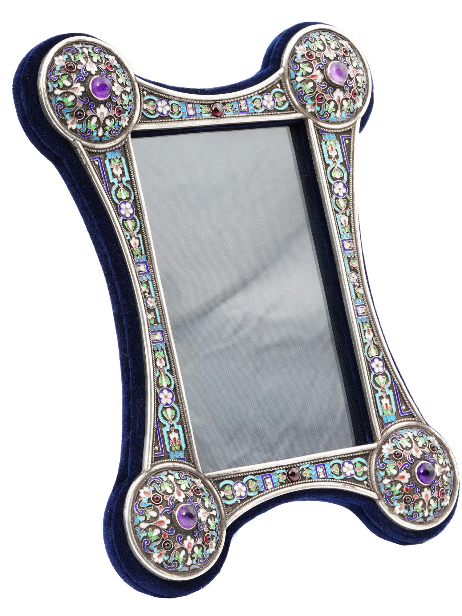 RUSSIAN SILVER AND CLOISONNE ENAMEL PHOTO FRAME PIC-0