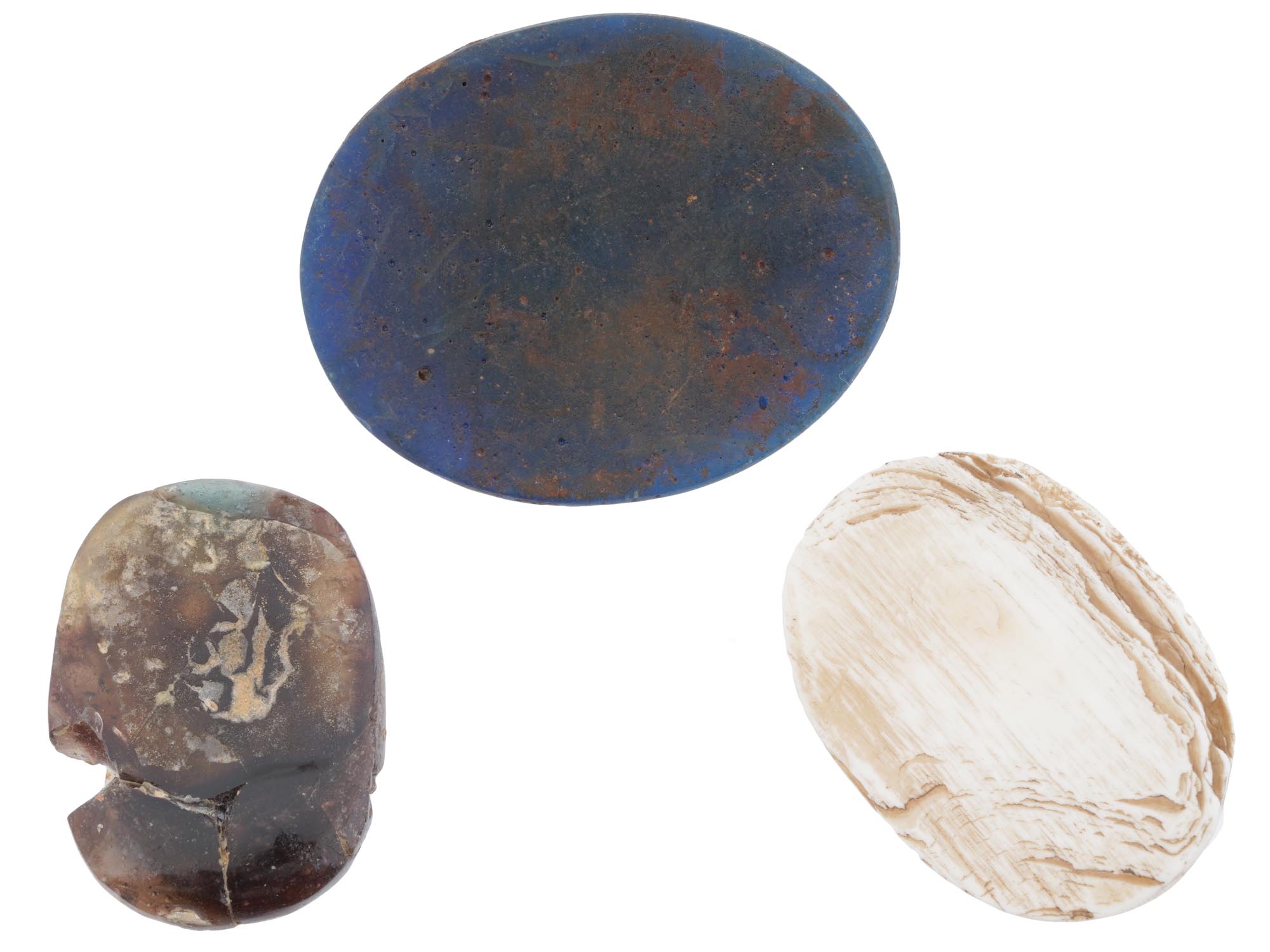 ANCIENT ROMAN GLASS, ALABASTER AND BASALT CAMEOS PIC-1