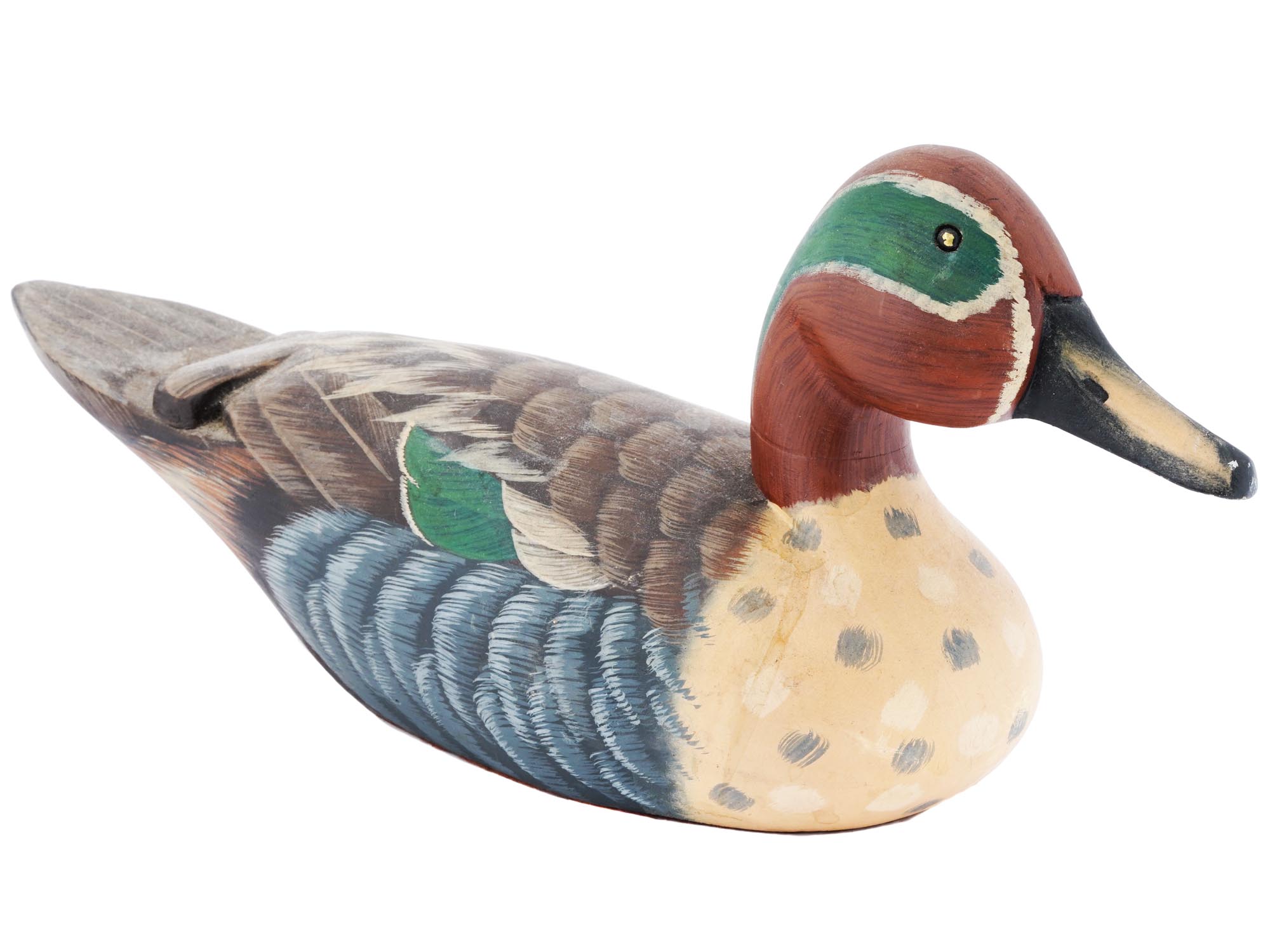 HAND PAINTED CARVED WOODEN DUCK DECOY PIC-0