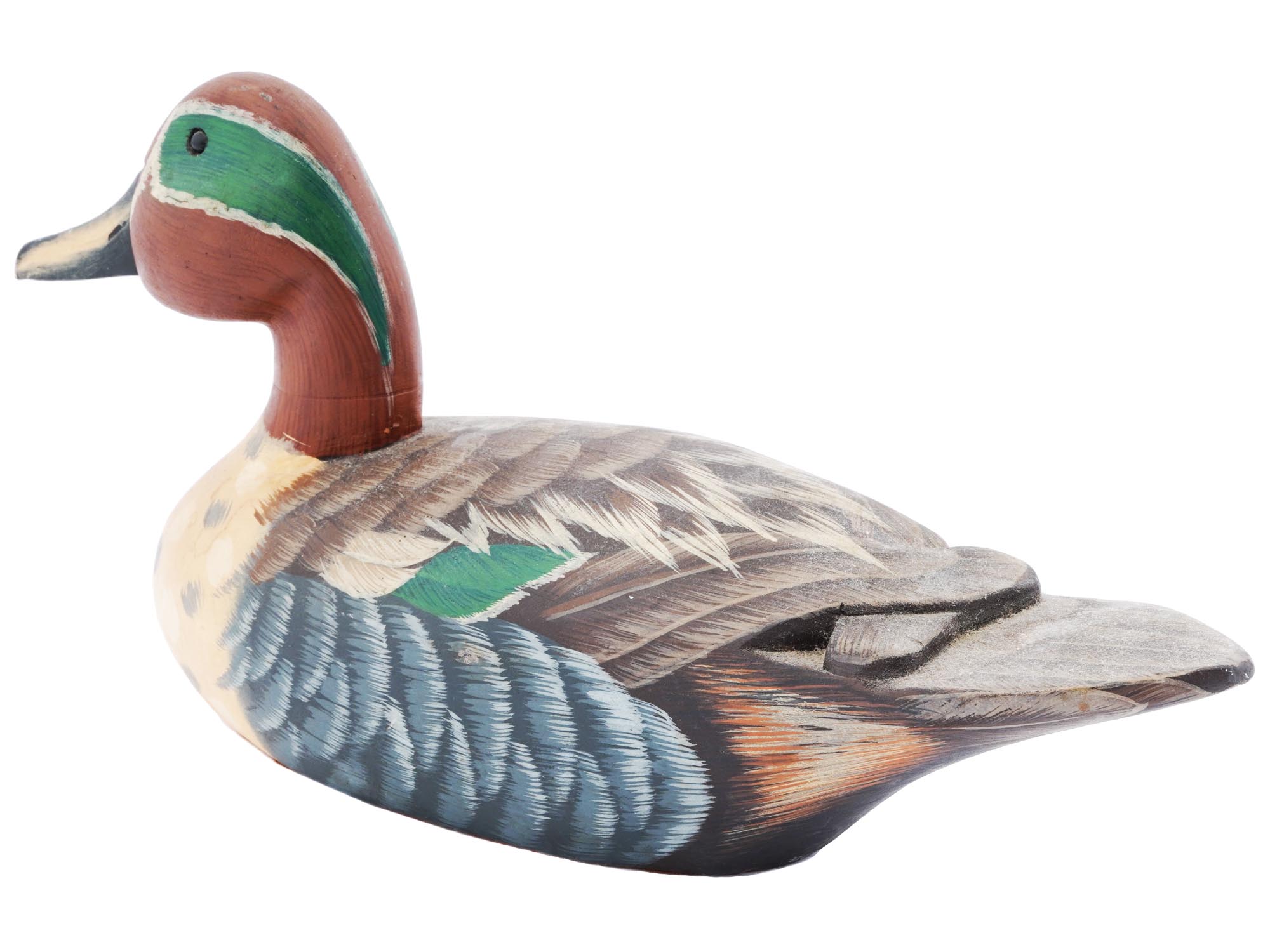 HAND PAINTED CARVED WOODEN DUCK DECOY PIC-1