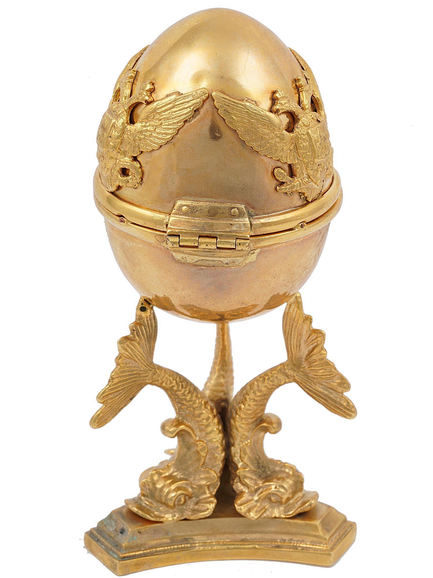 ANTIQUE RUSSIAN IMPERIAL GILT BRONZE EGG CLOCK PIC-2