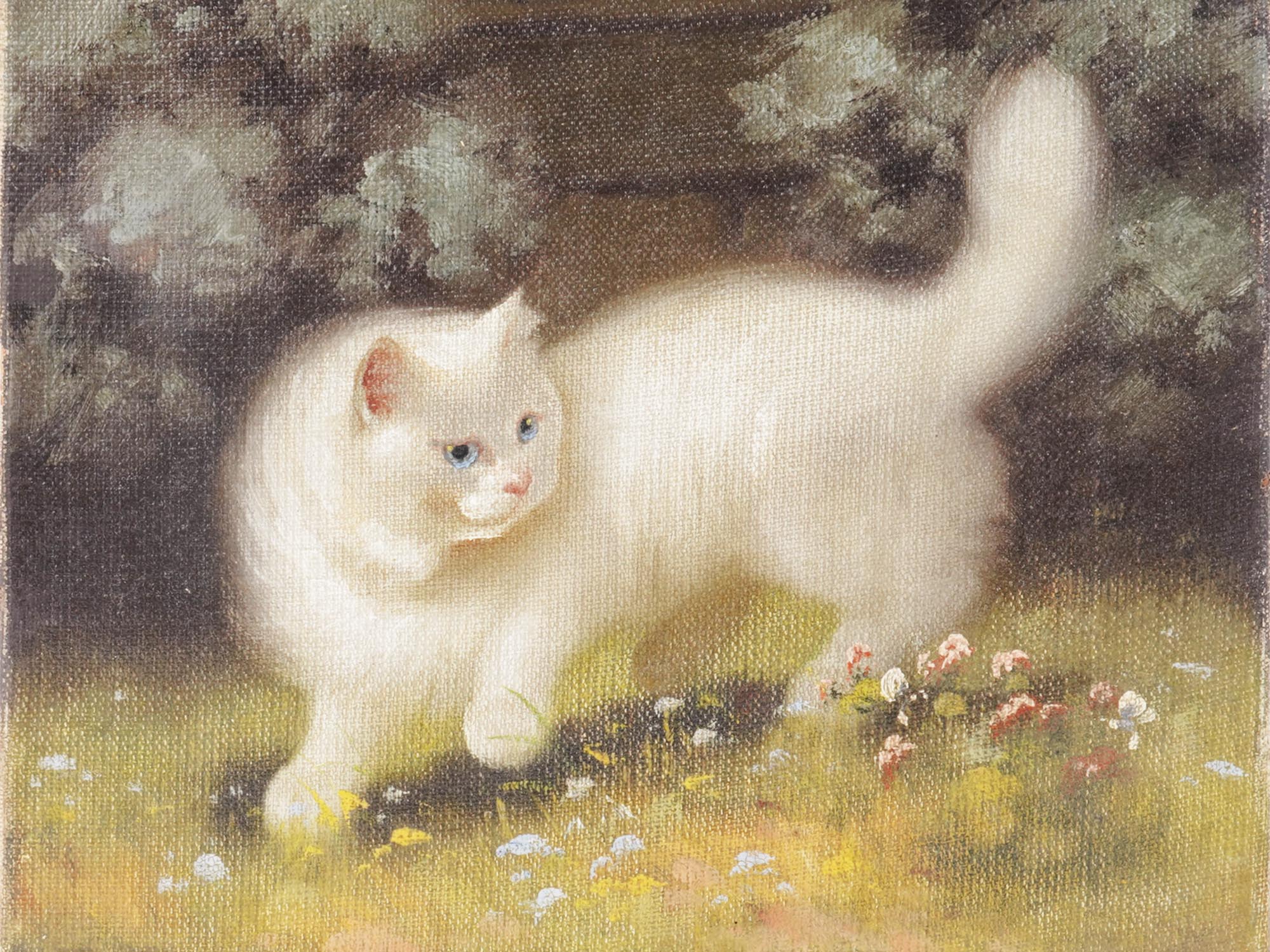 BENO BOLERADSKY HUNGARIAN OIL PAINTING OF A CAT PIC-1