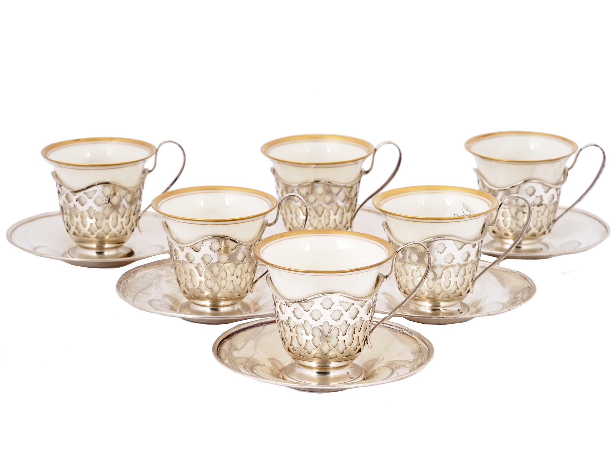 WATSON CO. SILVER AND LENOX PORCELAIN COFFEE SET PIC-0